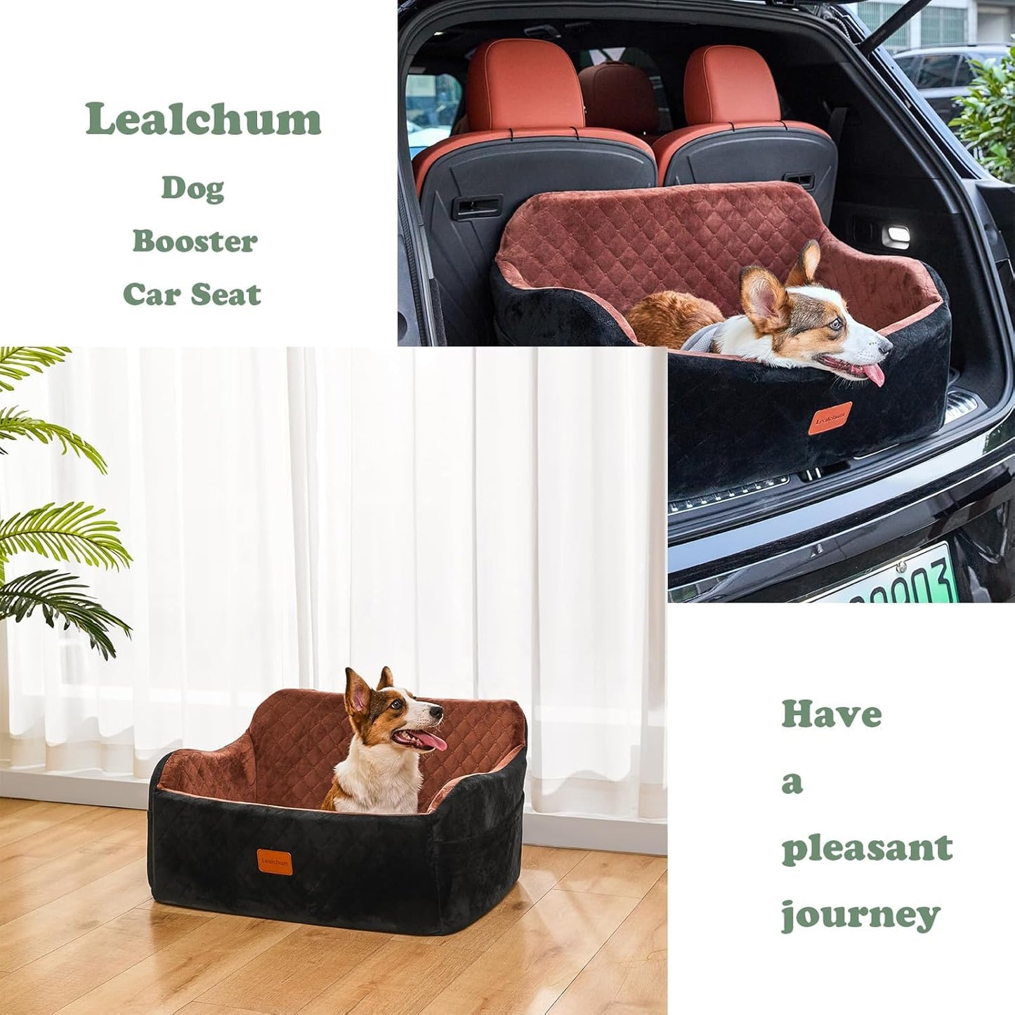 Lealchum Dog Car Seat for Medium/Large Dogs,2 Clip-On Safety Seat