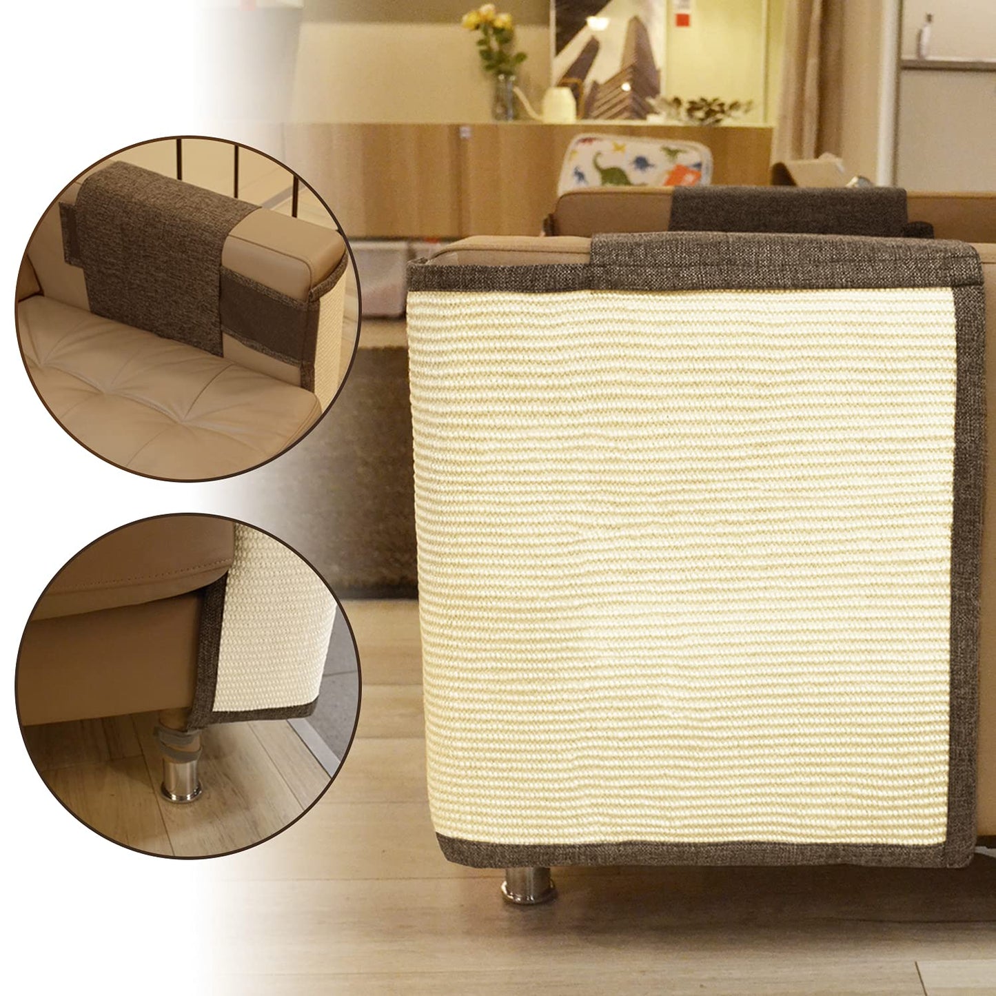 Cat Scratch Furniture Protector with Natural Sisal for Furniture