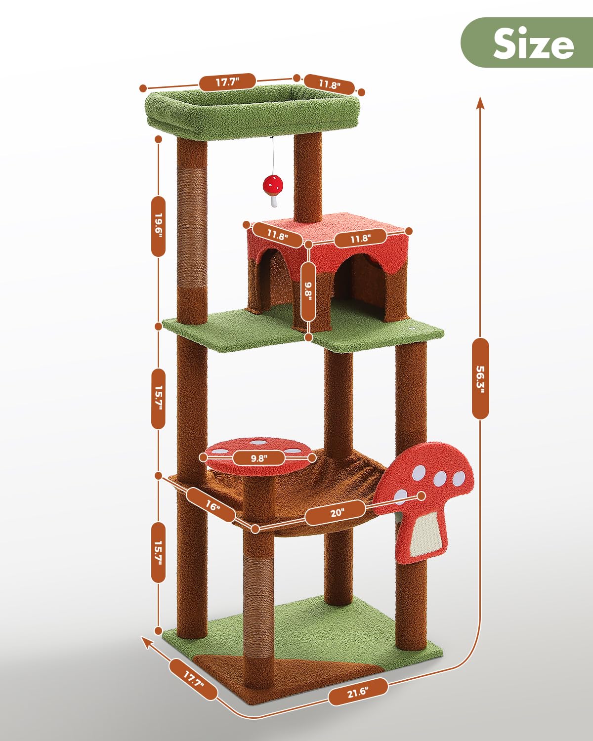 MUTTROS Mushroom Cat Tree Tower with Removable Scratcher