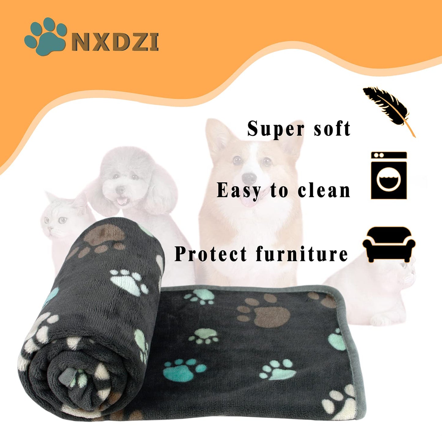 Dog Blankets for Medium Large Dogs, 3 Pack Washable Pet Blankets Crate