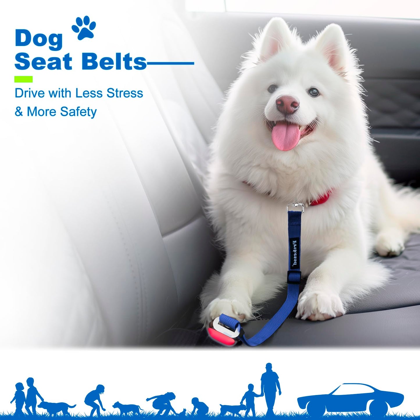 2 PCS Dog Seat Belt for Car Frskcssd Adjustable Dog Car Harness Seat