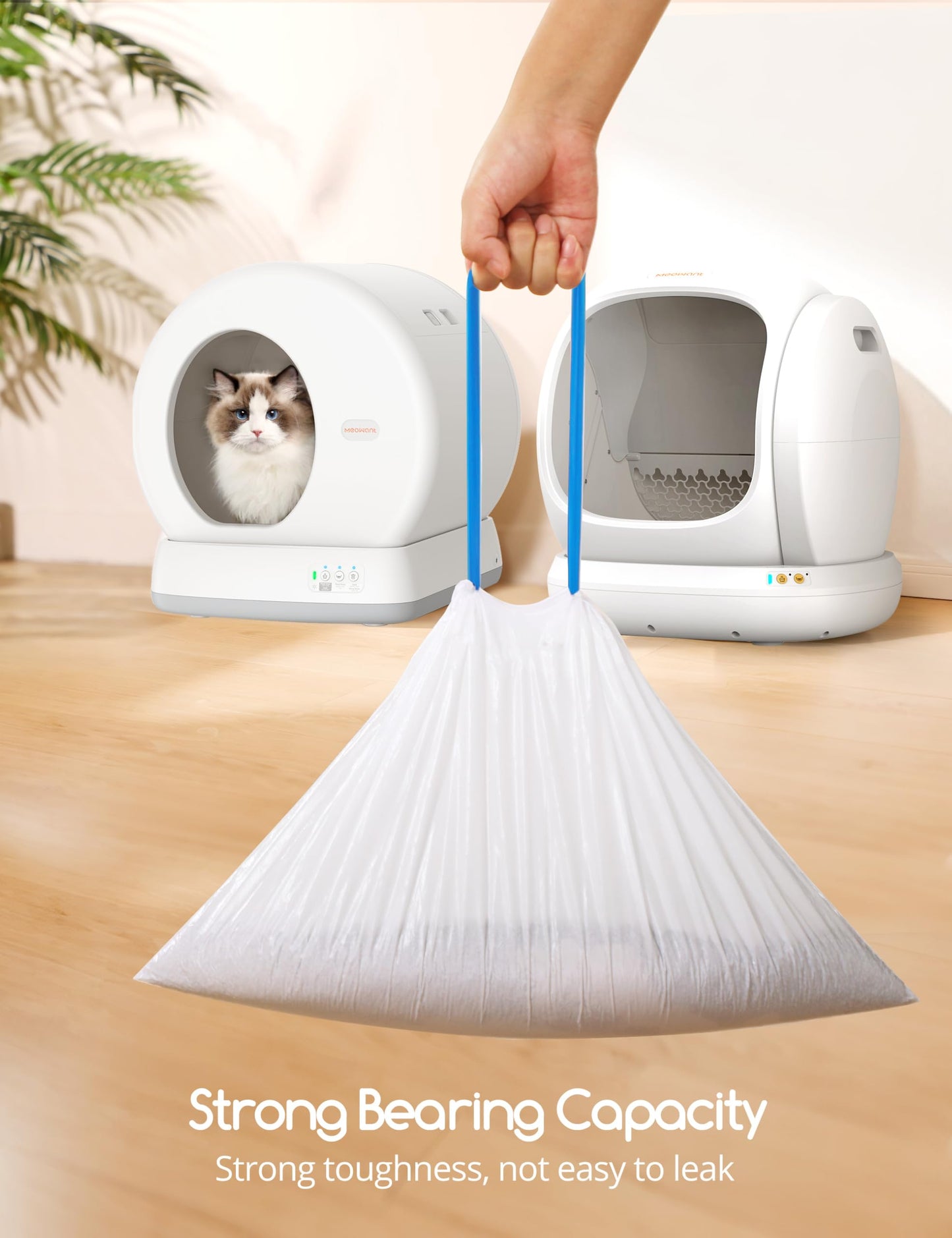 MeoWant Cat Litter Box Liners, Drawstring Receptacles Bags Box