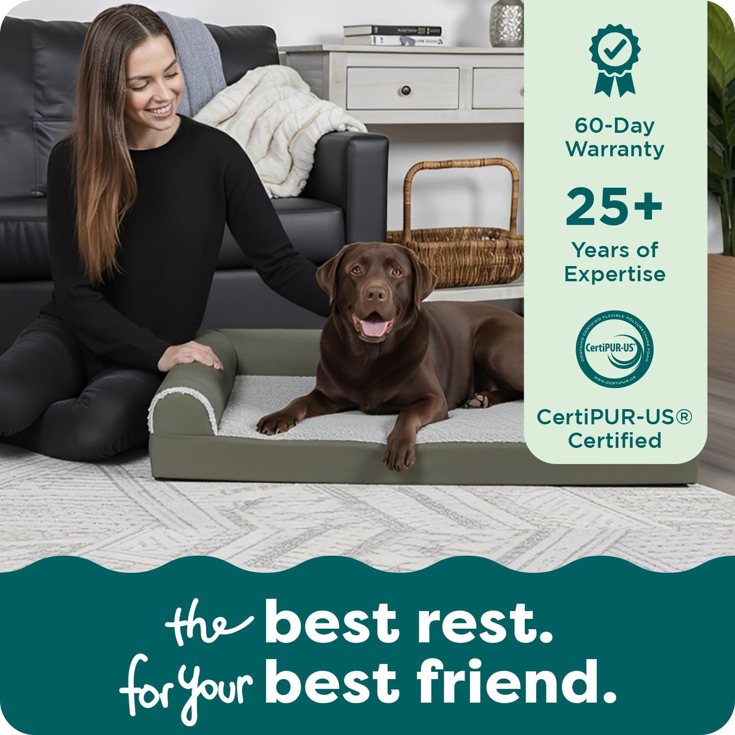 FurHaven Orthopedic Dog Bed for Large Dogs, L-Shaped Chaise Mattress