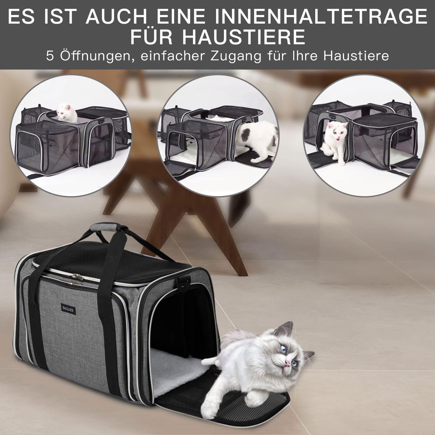BAGLHER Cat Carrier Bag,Airline Approved Pet Carrier Soft Side Carrier