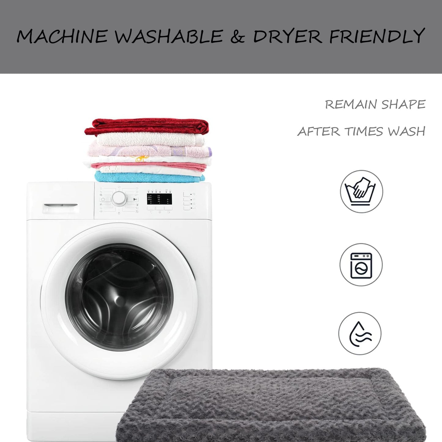 Washable Dog Bed Mat Dog Crate Pad Soft Fluffy Pet Kennel Beds