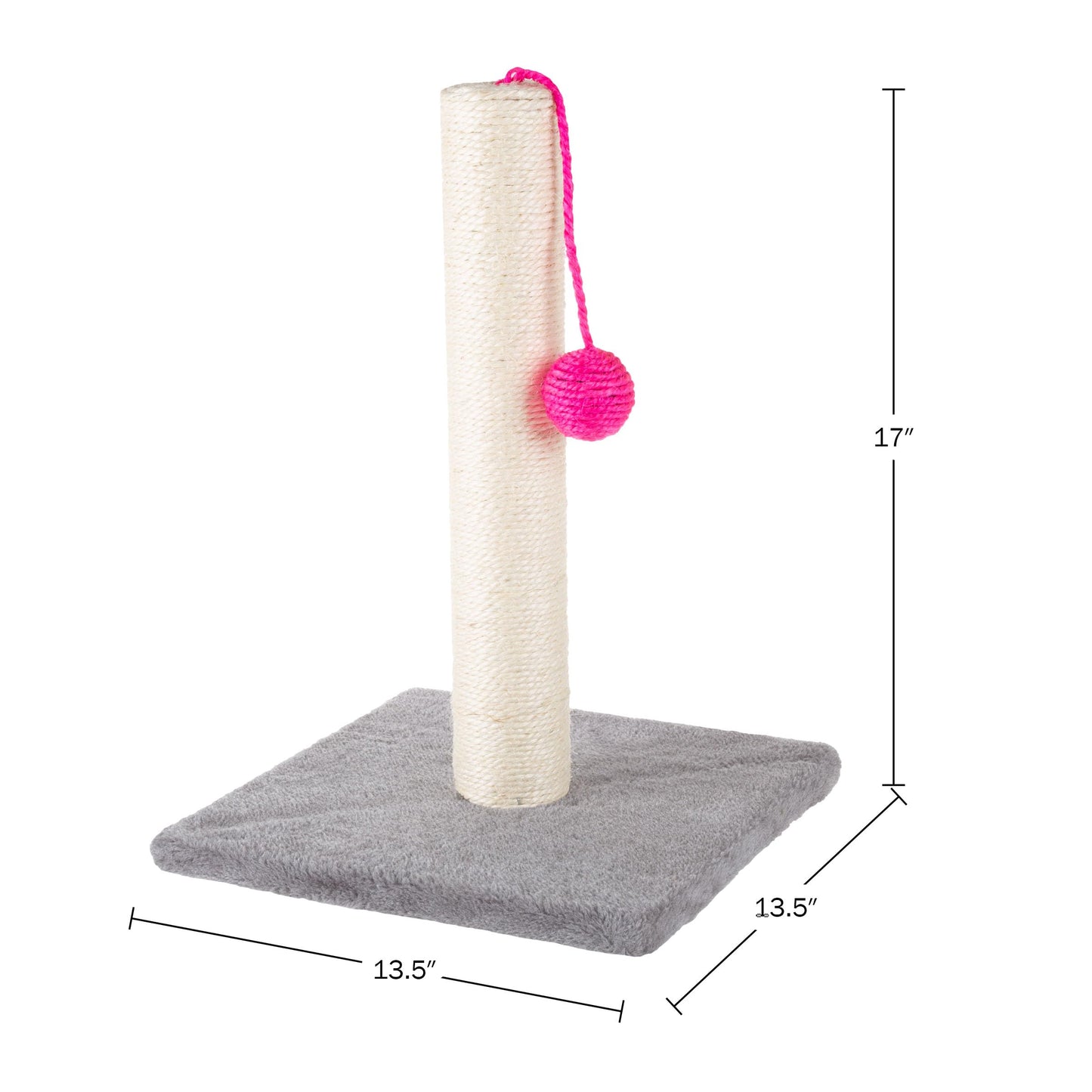 17-Inch Cat Scratching Post Sisal Rope and Carpet Scratching Pole Ball