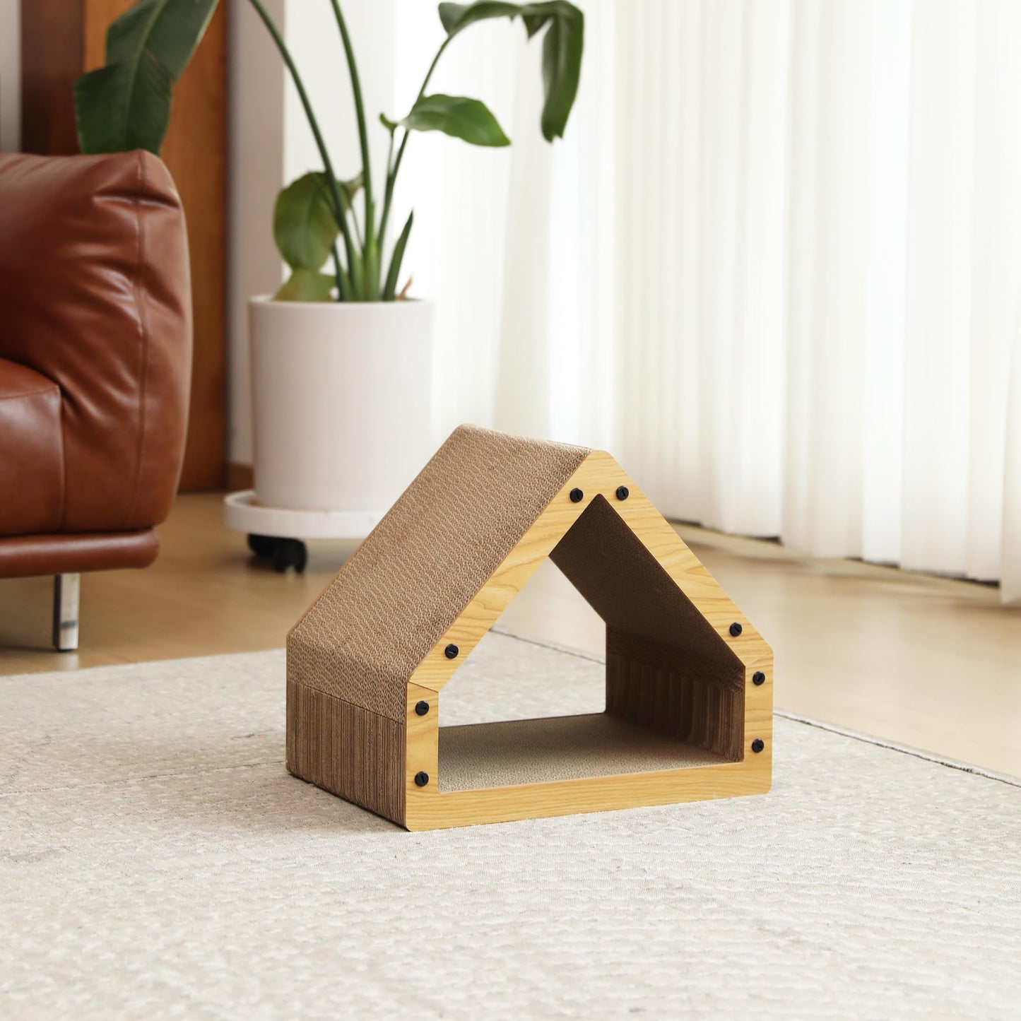 FUKUMARU Cat Scratcher House, Cozy Cardboard Design, Safe and House