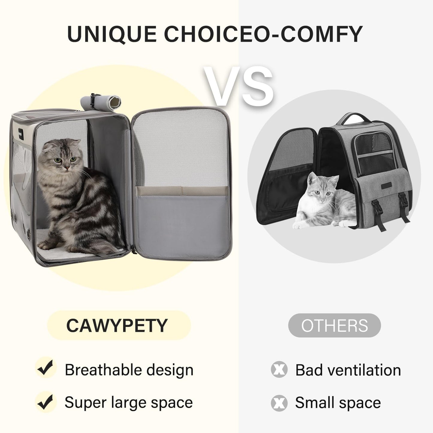 Cawypety Cat Carrier Backpack,Cat Carrier with Window Carrier