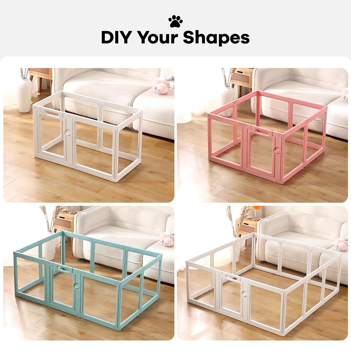 ClimbHope Clear Acrylic Dog Playpen Indoor, Puppy Cat Small Pet Crate