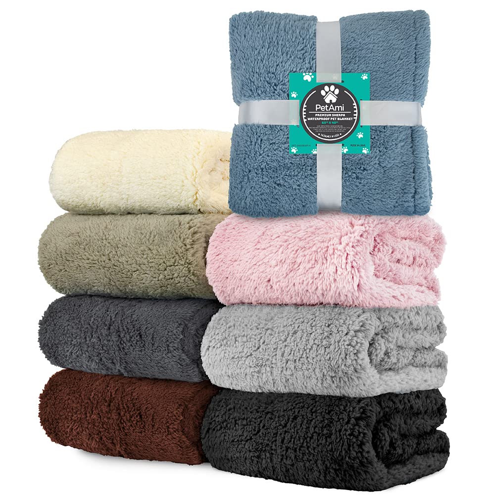 PetAmi Fluffy Waterproof Dog Blanket for Bed Large Dogs, Soft Crate
