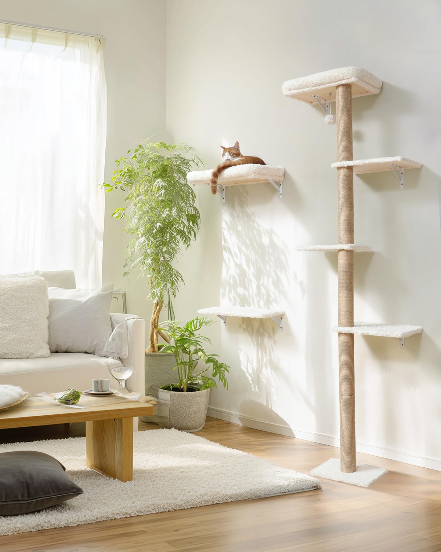 FUKUMARU Cat Wall Shelves Set, Stable Wall Mounted Tree, Cushion