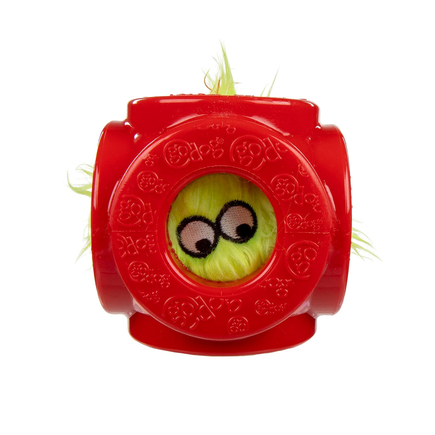 goDog Holiday Collection 2-in-1 Cage Ball Dog Toy with Furballz Plush