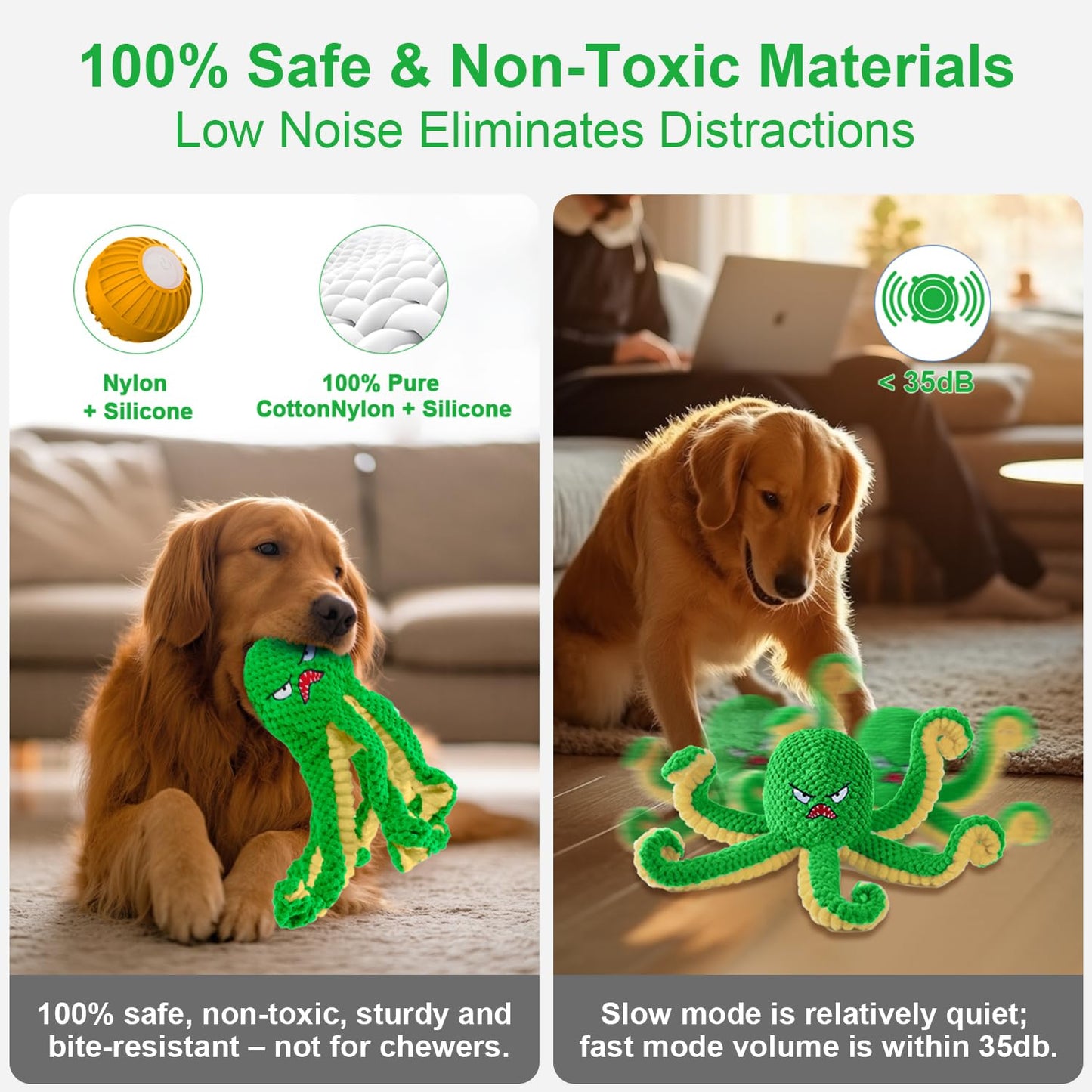Qraxond Interactive Dog Toys Octopus,Durable Automatic Jumping Dog Toy