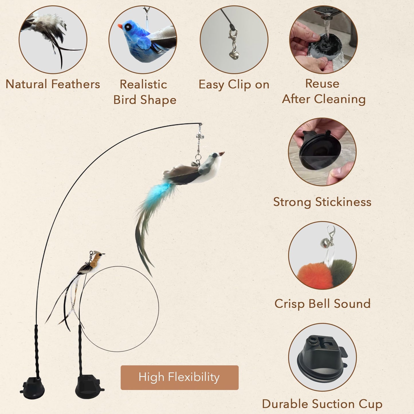 CUTIE PAW PAL Interactive Bird Simulation Cat Feather Toy Set Set