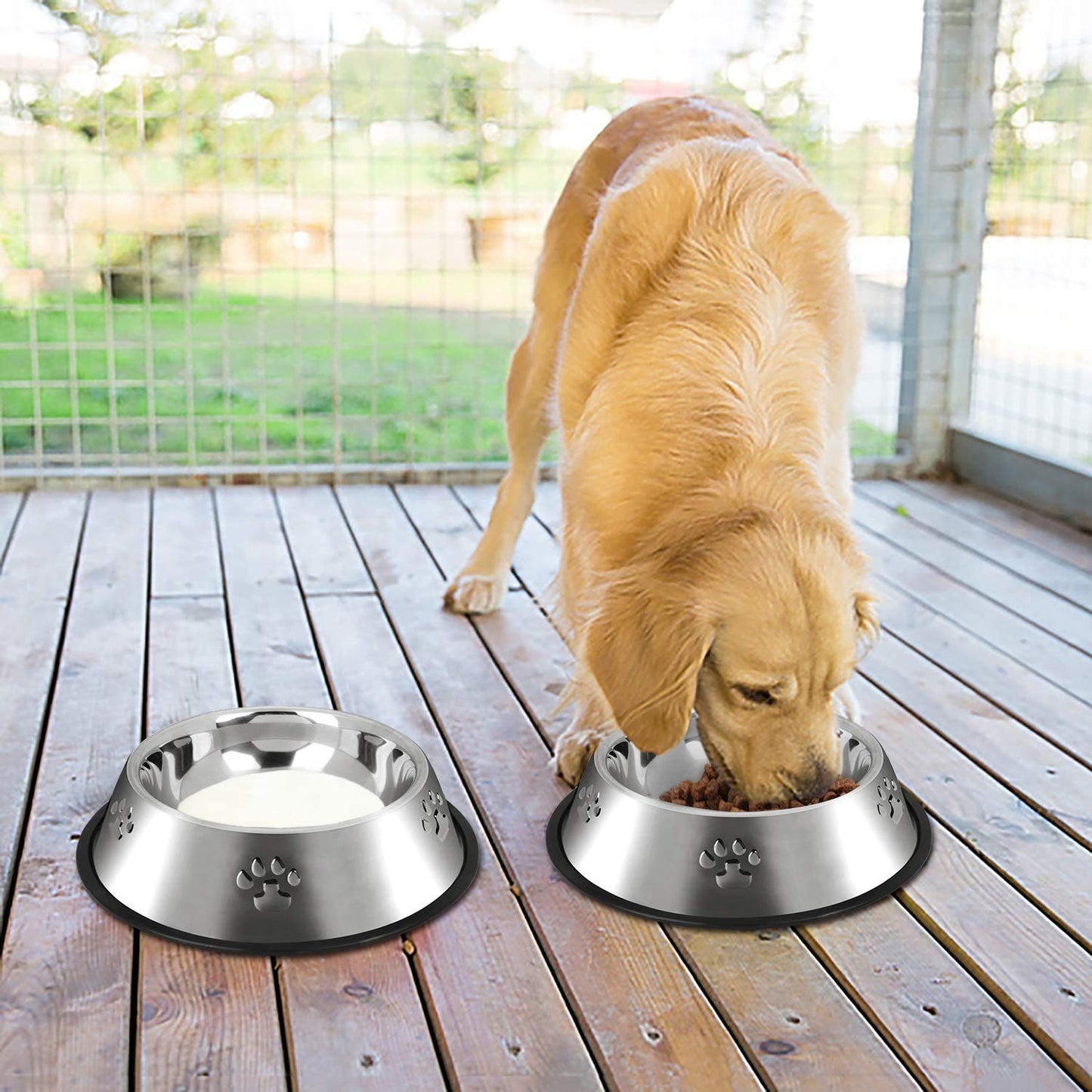 YUDANSI 2 Stainless Steel Dog Bowls, Dog Feeding Bowls Feeder