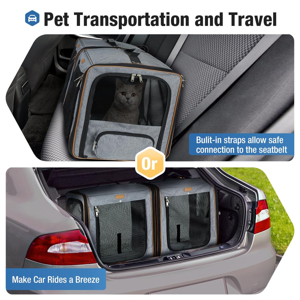 Lekereise Extra Large Cat Carrier for 2 Cats, 2-in-1 Cat Carrier