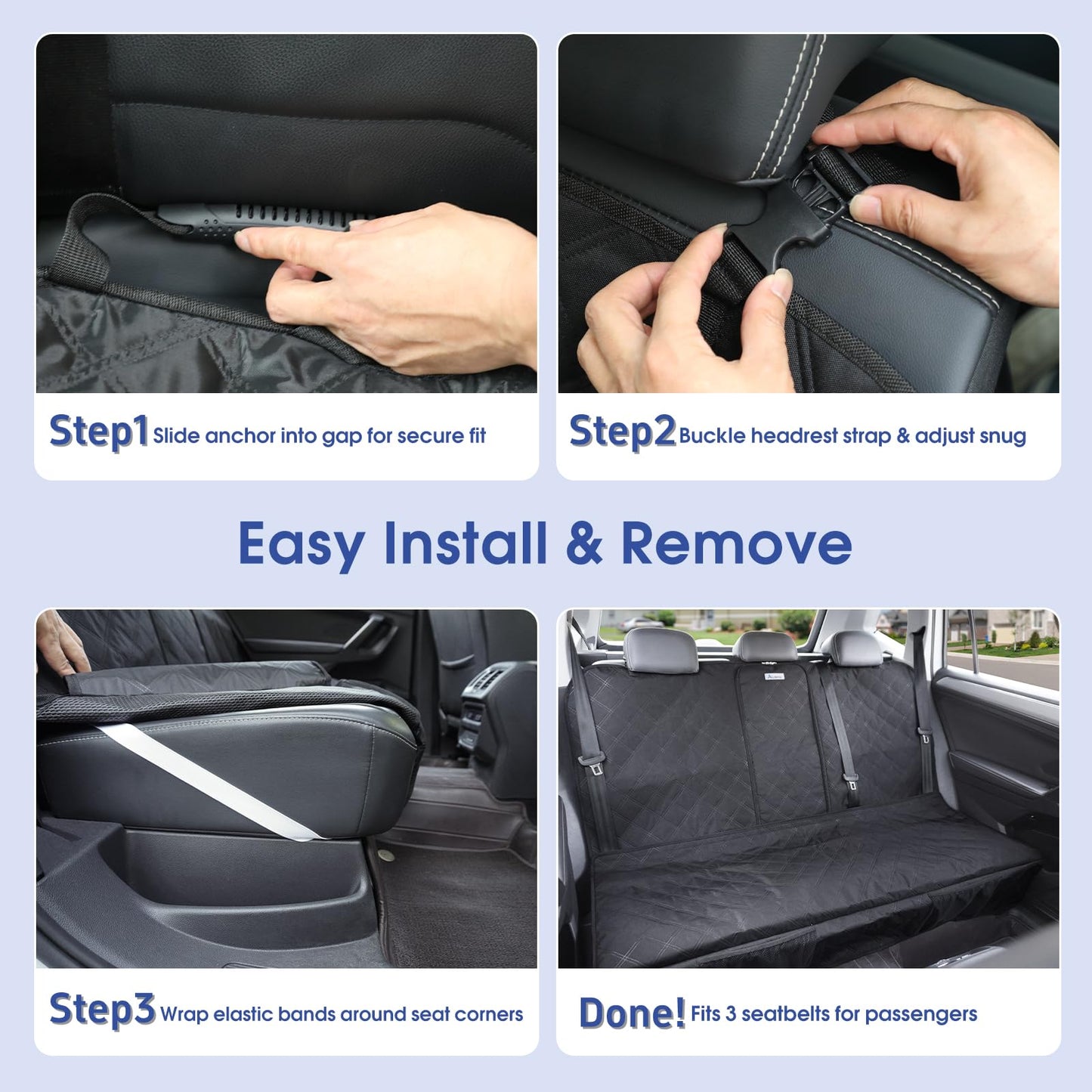 ALLANSING Upgraded 900D Heavy Duty Dog Back Bench Seat Cover, Car Seat