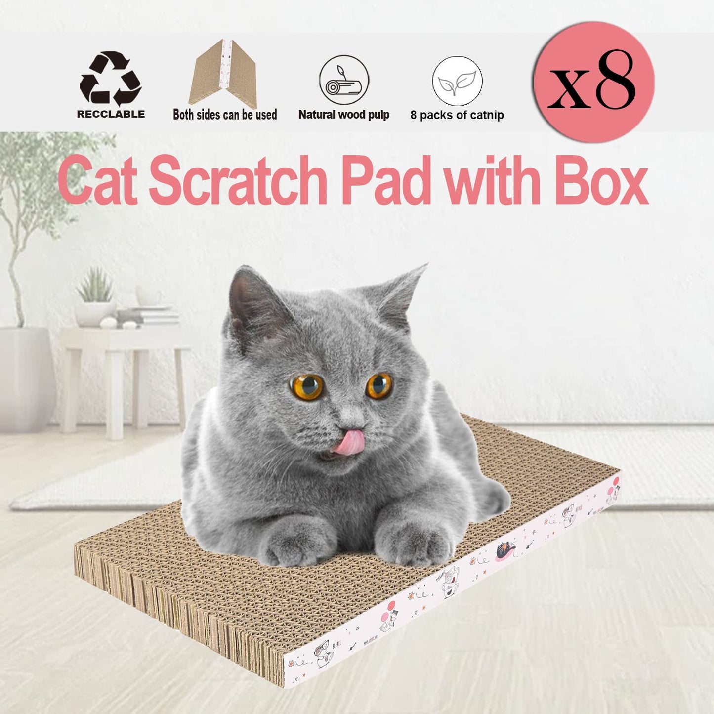 8 Packs in 1 Cat Scratch Pad, Cat Scratcher