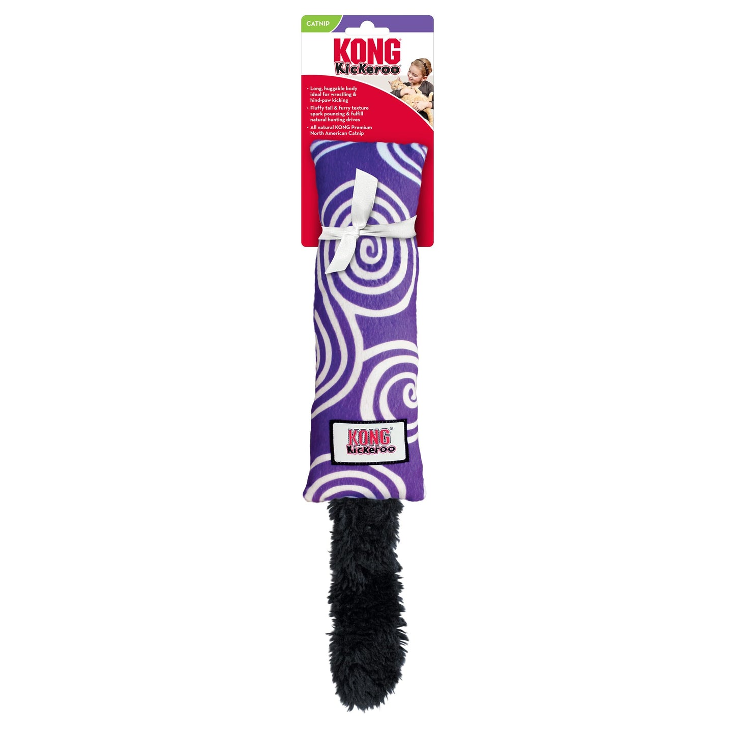 KONG Kickeroo Swirl Cat Toy Plush with Crinkle Sound, Soft Catnip Toy