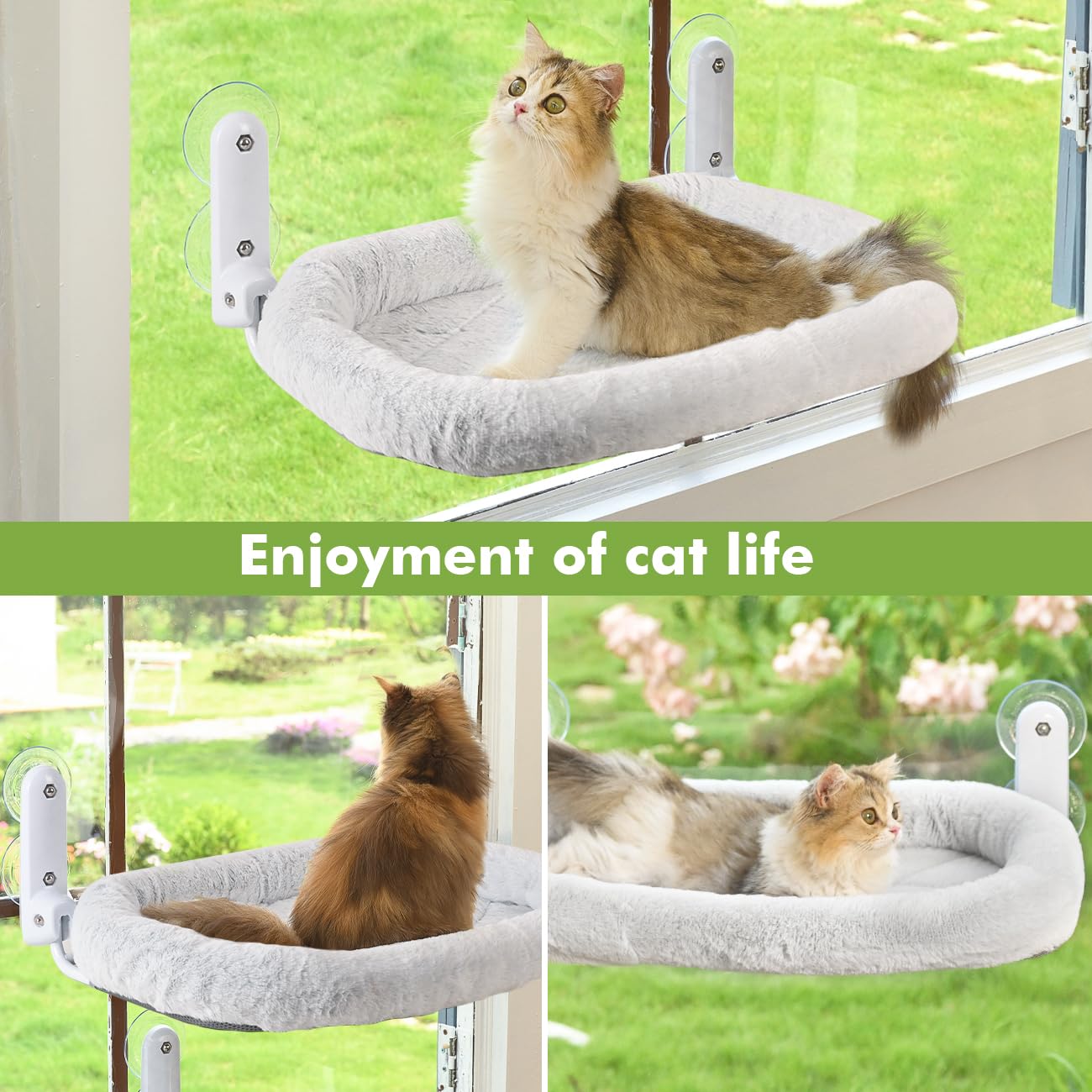 Zoratoo 2PC Cat Window Perch with Bolster Foldable Cat Hammock Cushion