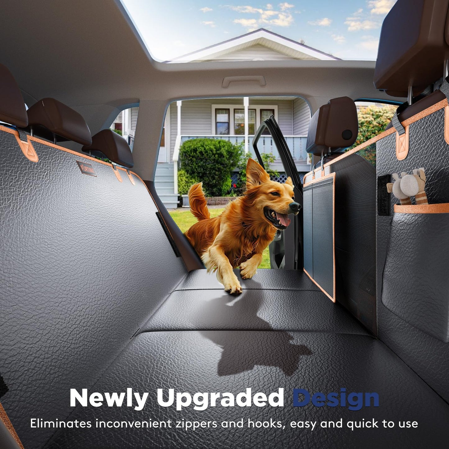 FURTIME XL Back Seat Extender for Dogs, Hard Bottom Dog Car Seat Cover