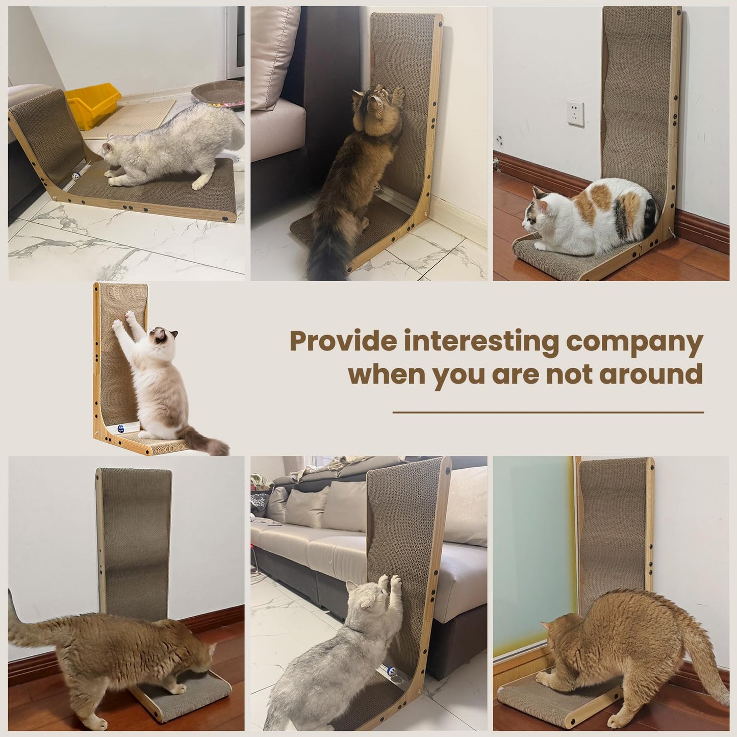 Cat Scratcher with Replacement Cardboard, 27.6" L Shape Wall Catnip