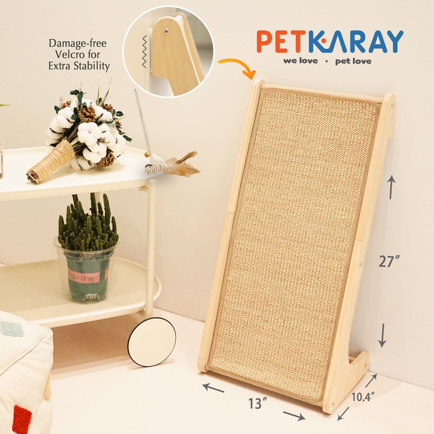 PETKARAY Cat Scratcher, Cat Sisal Scratching Ramp, L Shape Cat Pad