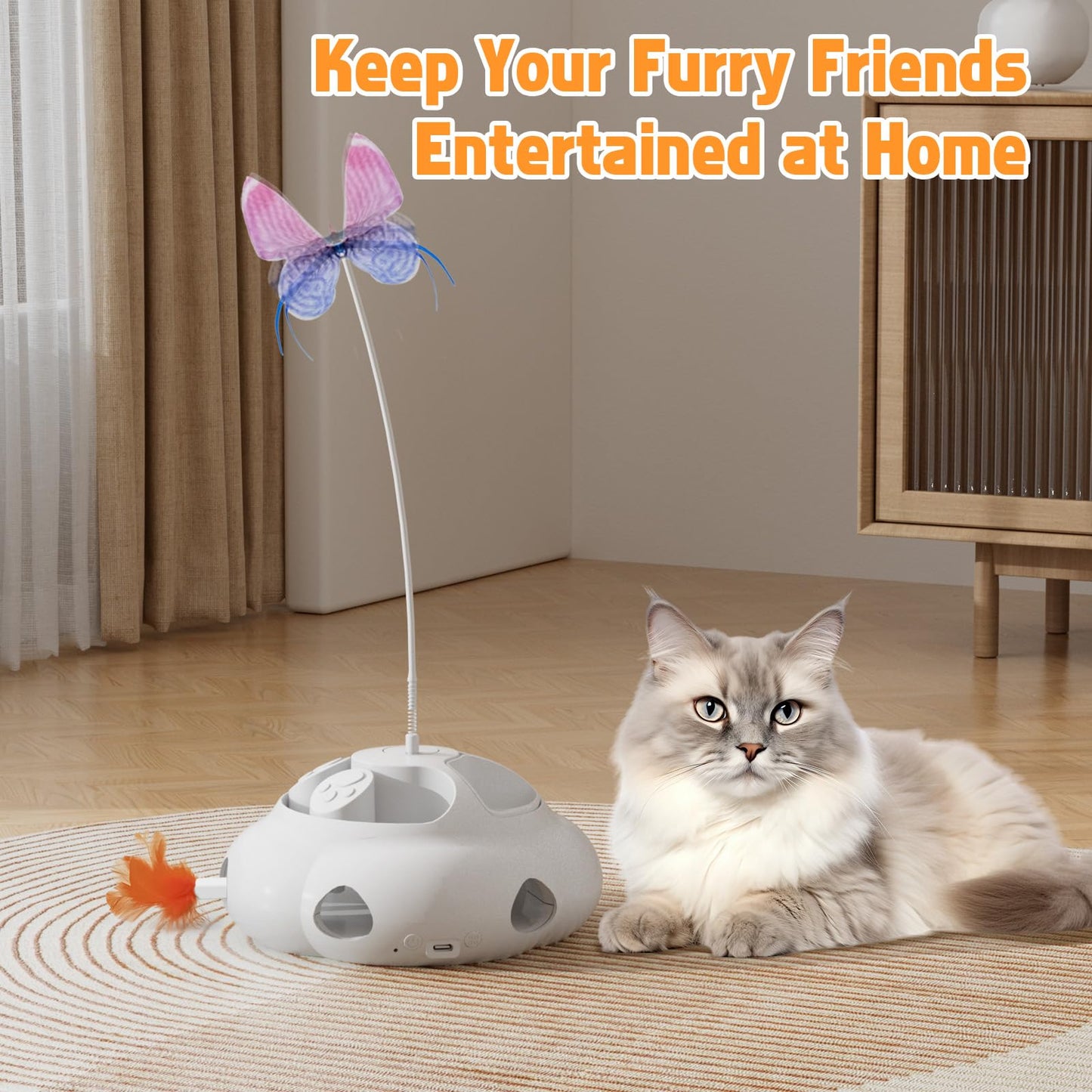 Crazydeer Interactive Cat Toys for Indoor Cats, 4in1 Pet Teaser Toy