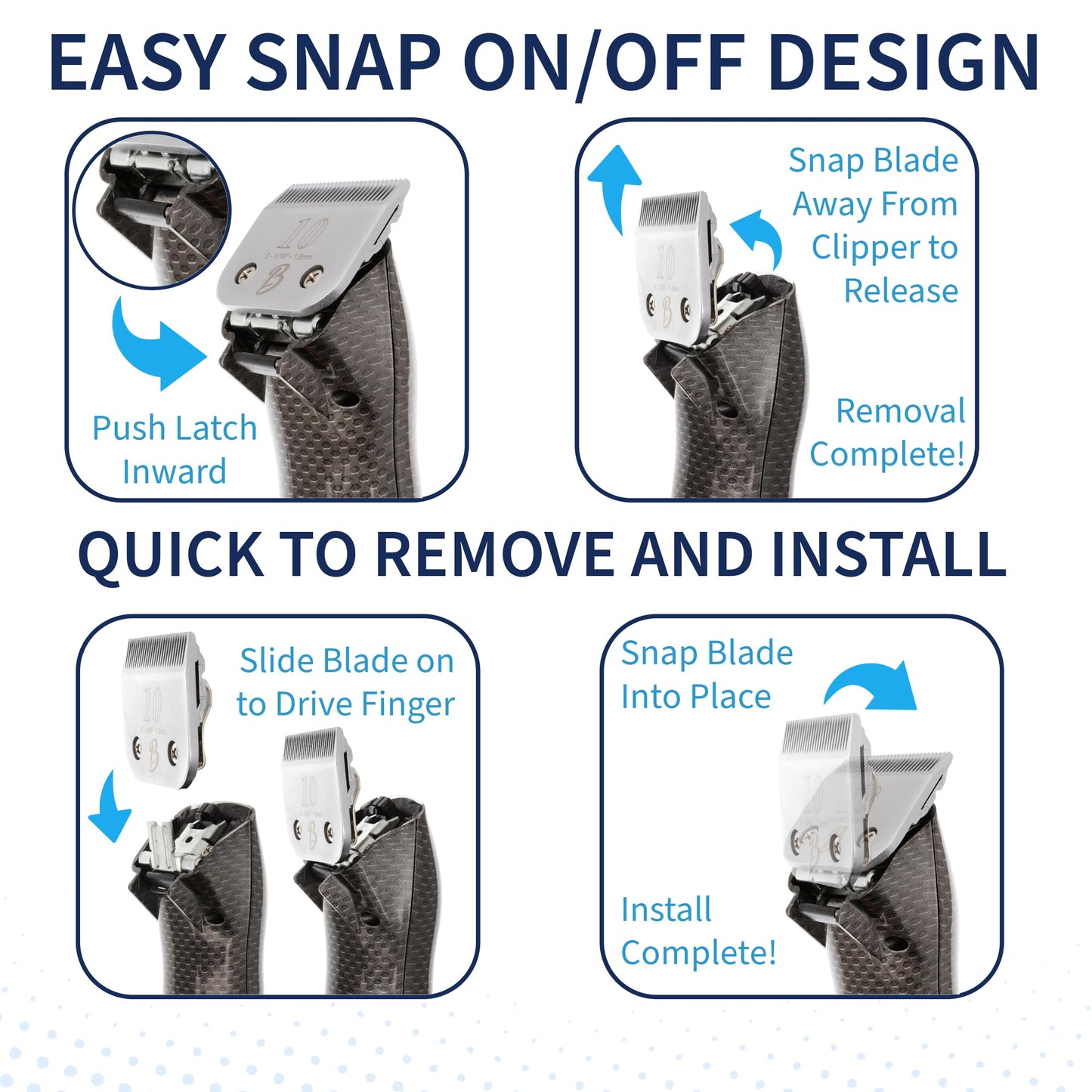 Bucchelli Detachable A Series 4 Blade Dog Grooming Skip Tooth Cuts