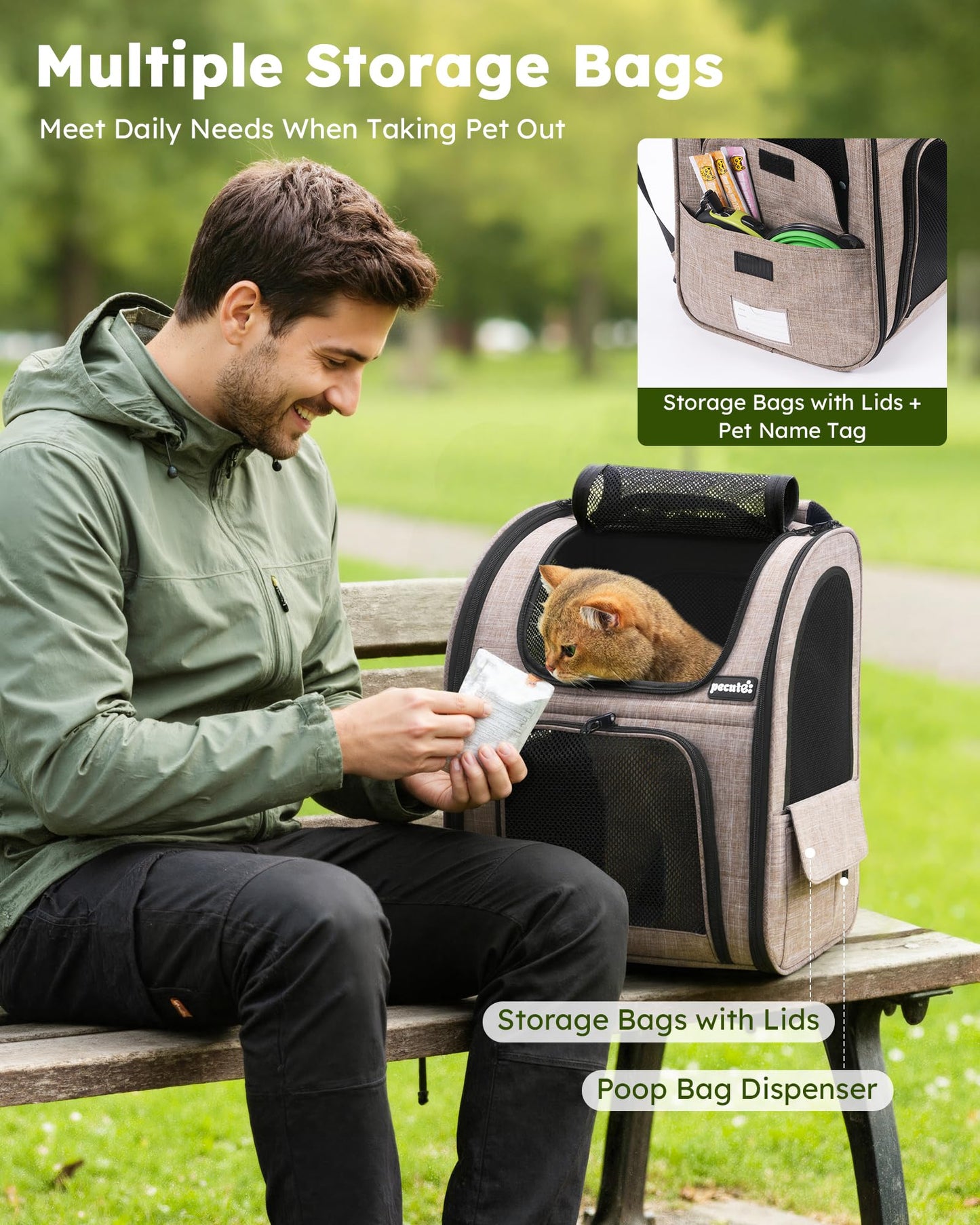 Pecute Cat Backpack Carrier Expandable, Pet Backpack