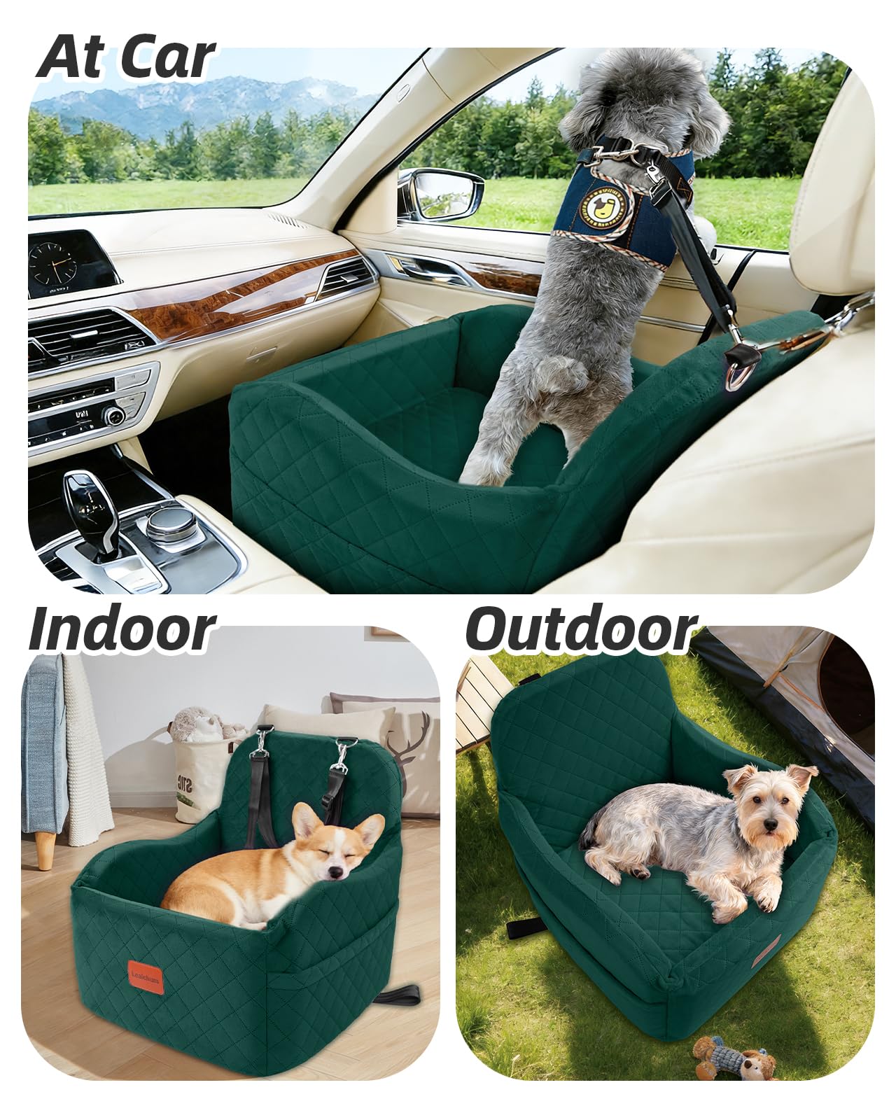 Lealchum Dog Booster Car Seat for Small/Medium Dogs, Elevated Seat