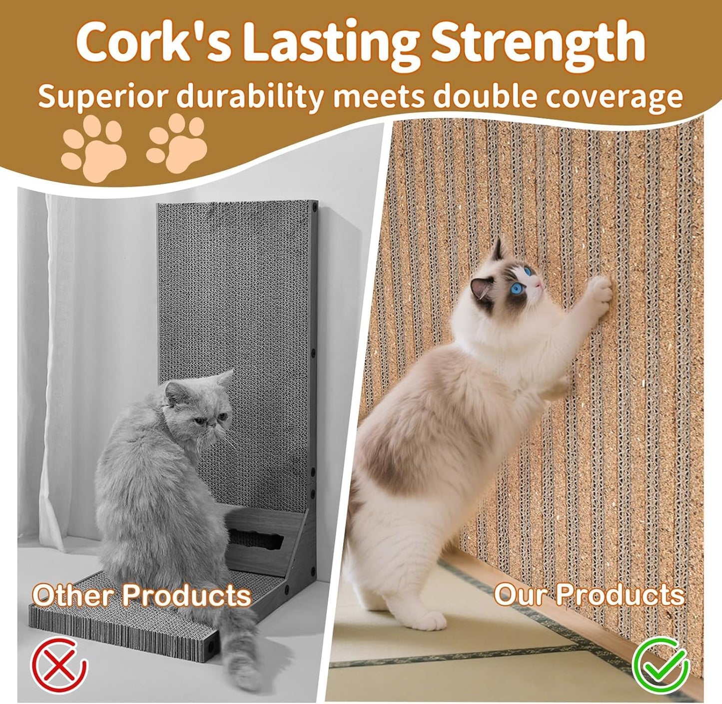 Natural Cork Cat Scratcher Boards for Wall Floor Natural Scratcher
