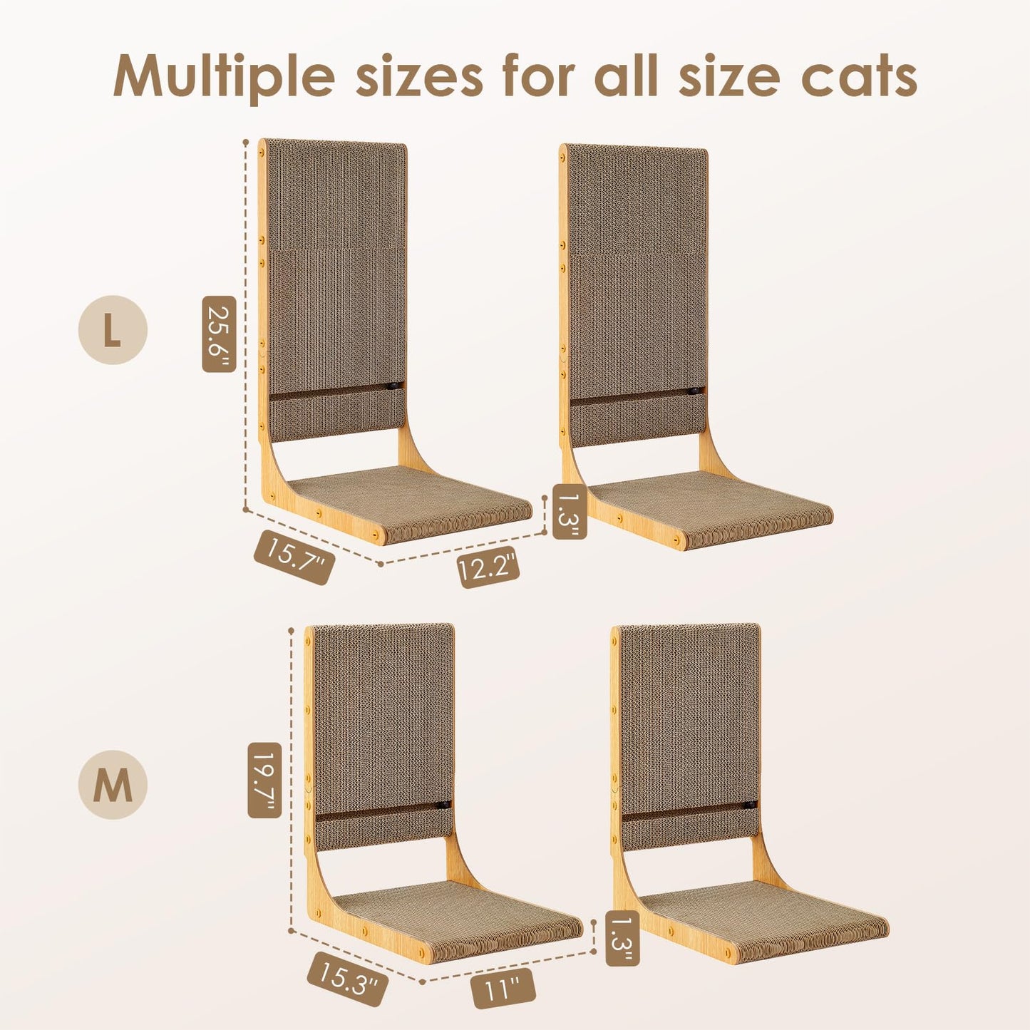 EHEYCIGA 2-Pack Cat Scratcher, L-Shaped Cardboard Scratch Pad