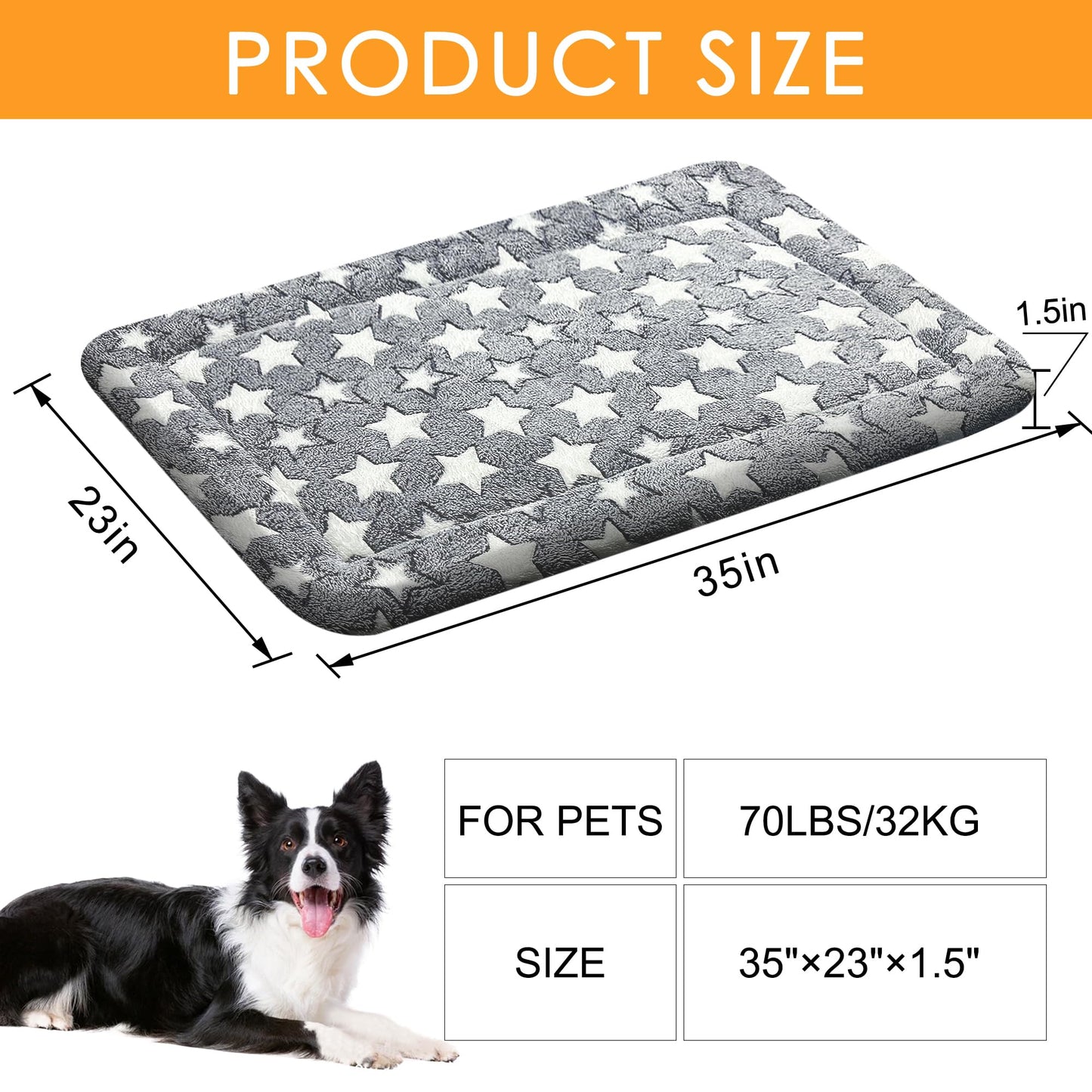 4 Pcs Washable Dog Bed Plush Orthopedic Outdoor Crate Mat