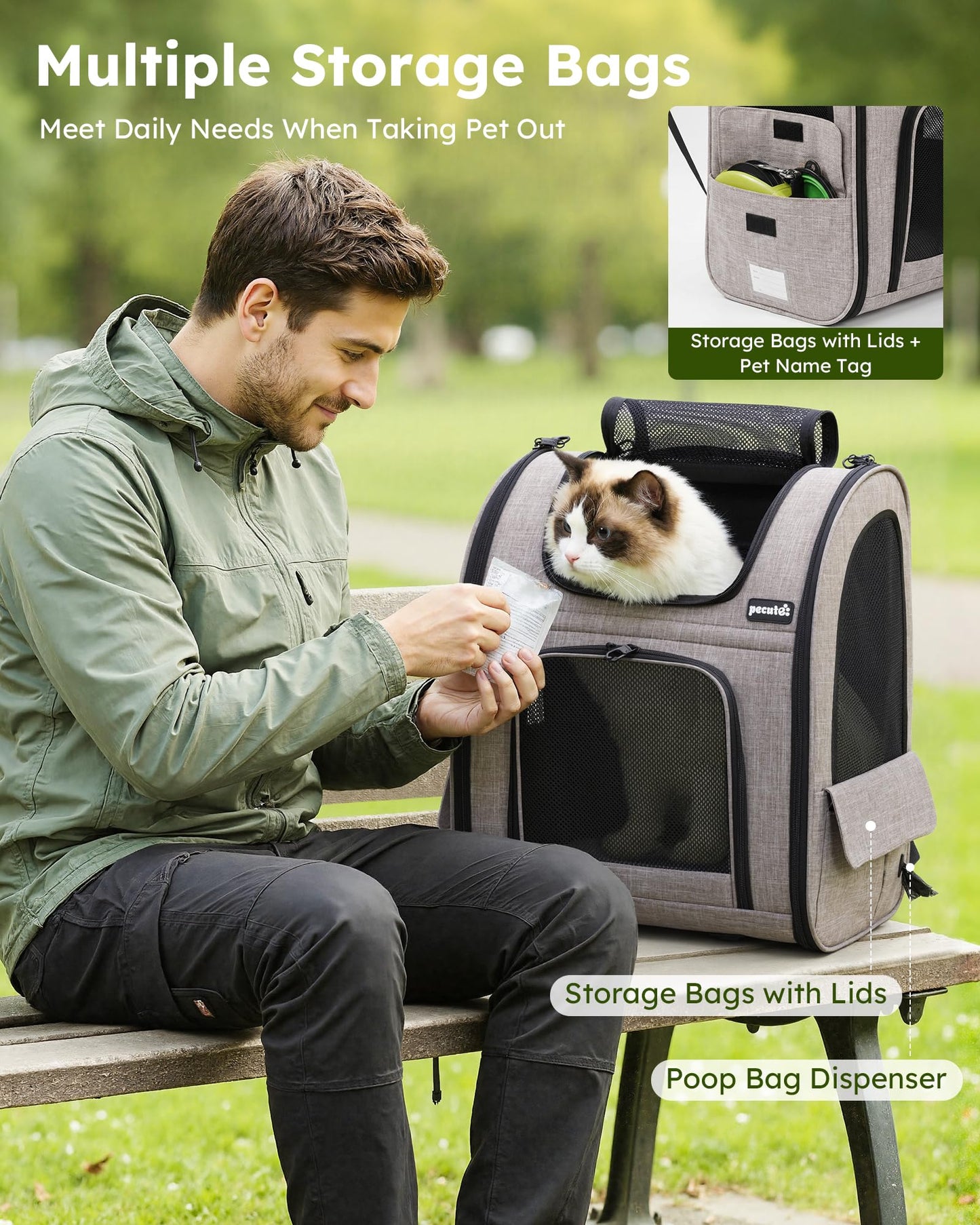 Pecute Cat Backpack Carrier XL, ExpandablePet Backpack