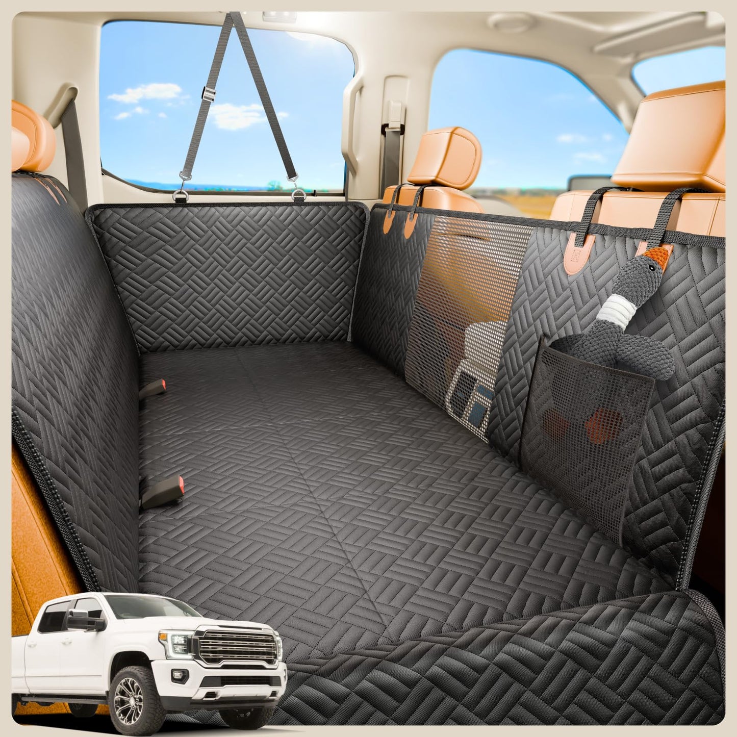PROZAR Dog Car Seat Cover for Back Seat, Hard Bottom Back Seat