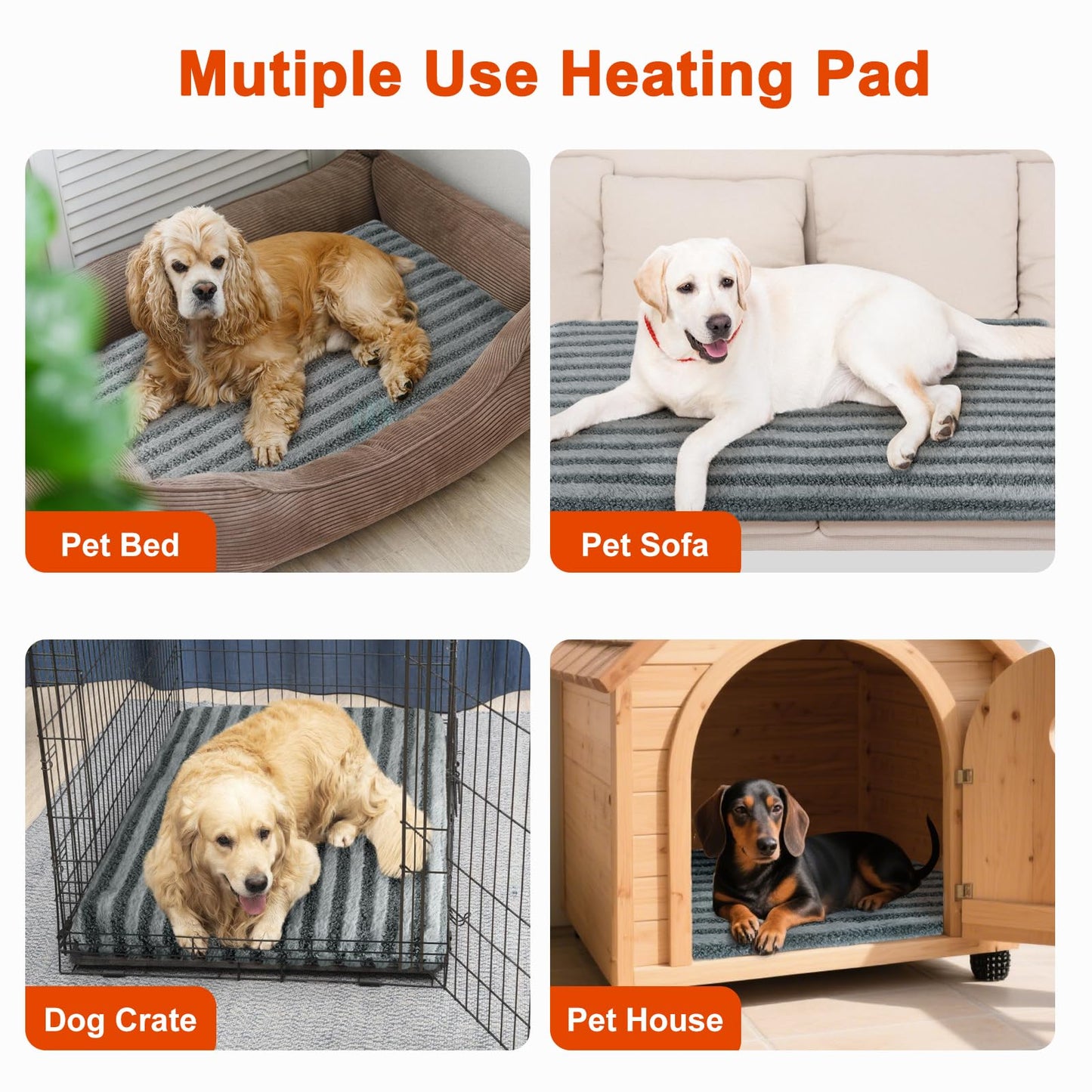 SHU UFANRO Pet Heating Pad, Waterproof Heated Cat Bed with 11 Bed
