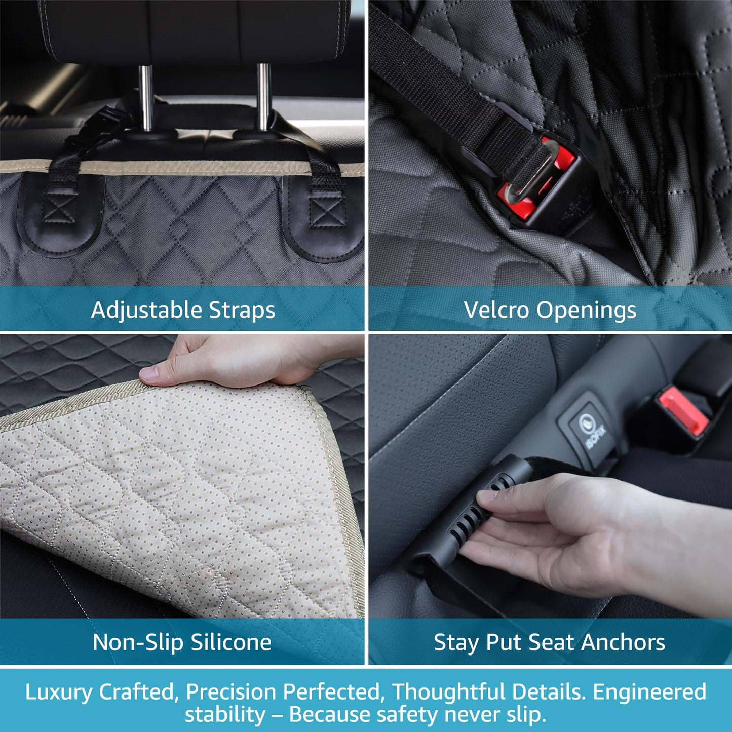 Lassie XL Truck Dog Seat Cover Back Seat with 2 Seat Belts, Dog Seat