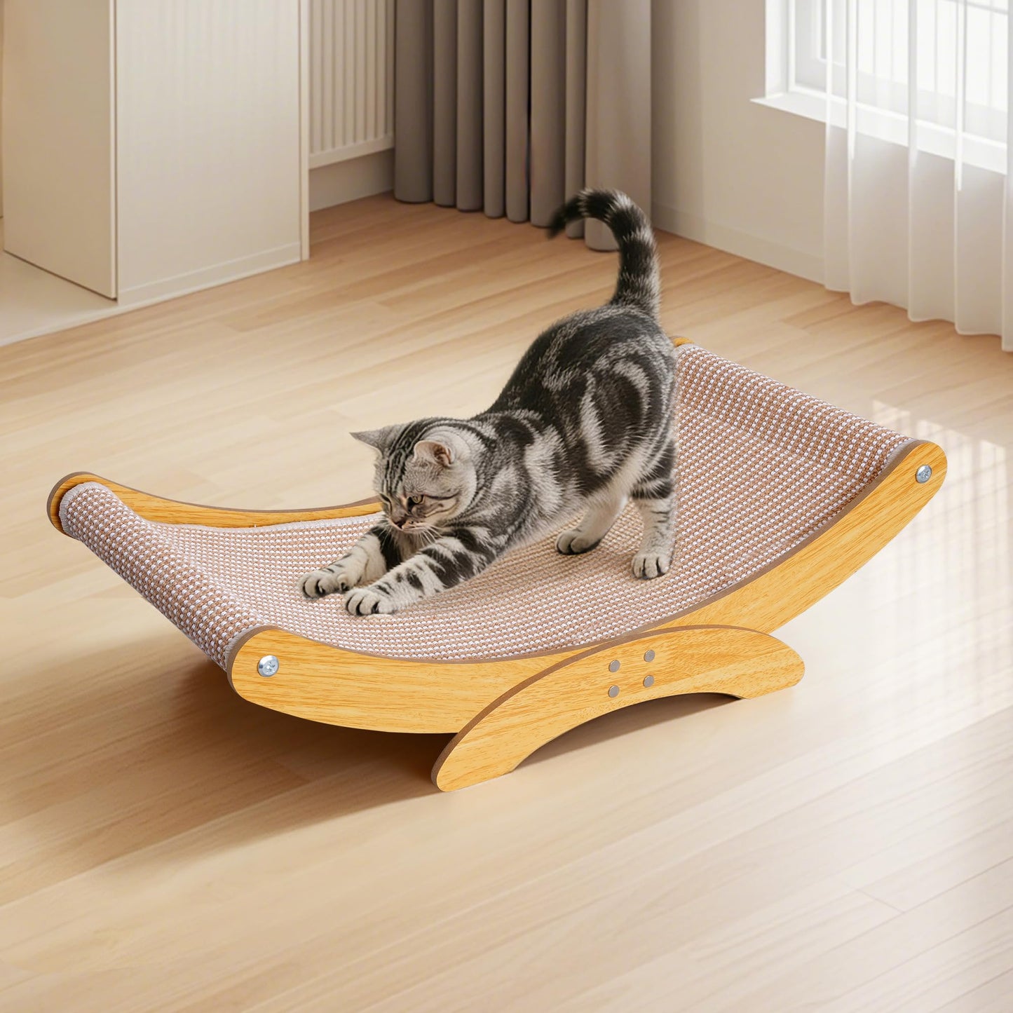 AROPEME Cat Scratcher Bed for Indoor Cats 23.6" Large Natural Pad
