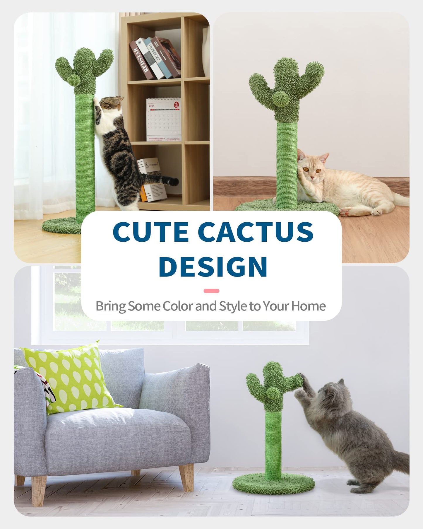 Made4Pets Cat Scratching Post, 21.7" Cactus Cat Scratcher Kitten Tree