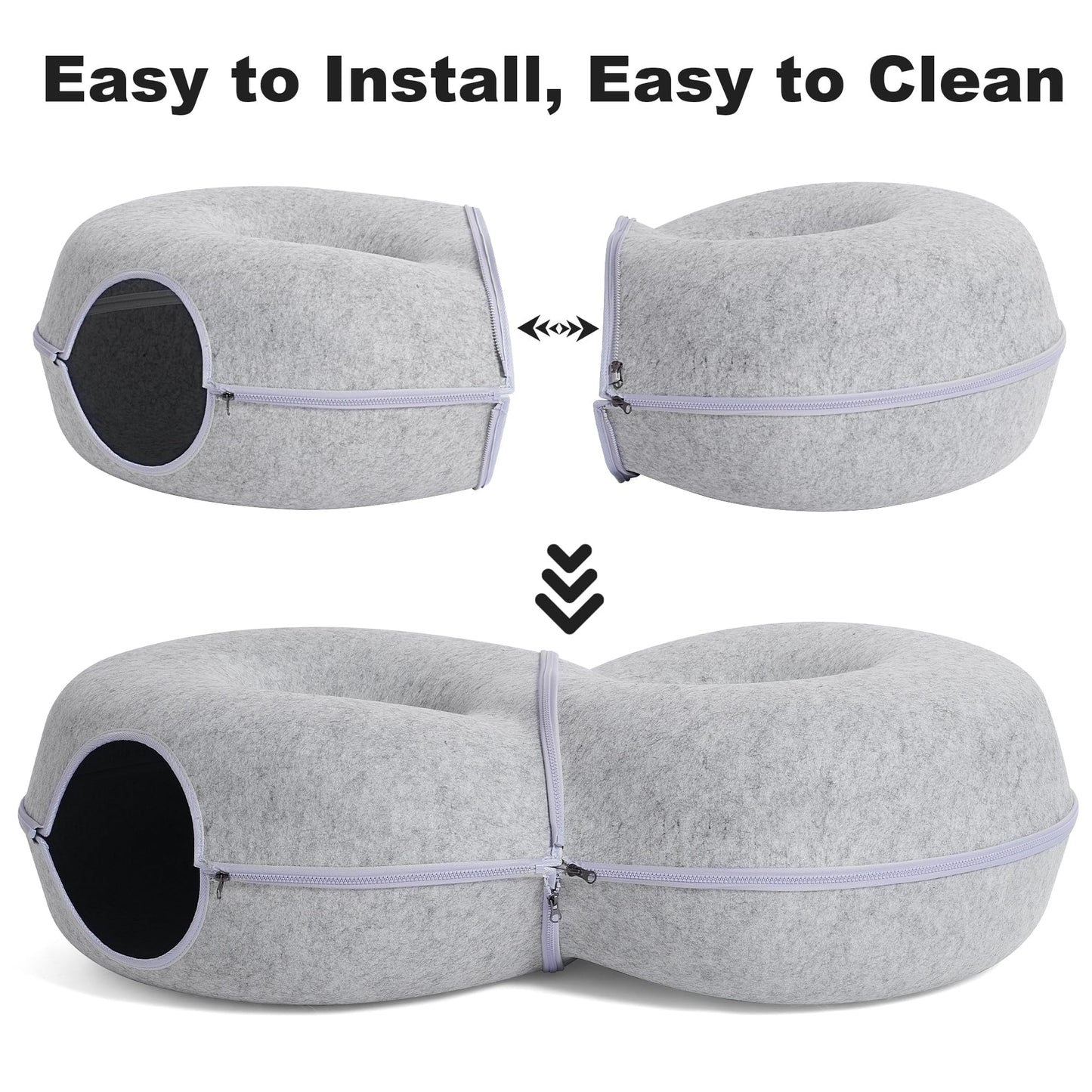 LovIntry 8-Shaped Large Cat Tunnel Bed for Indoor Cats, Infinite Bed