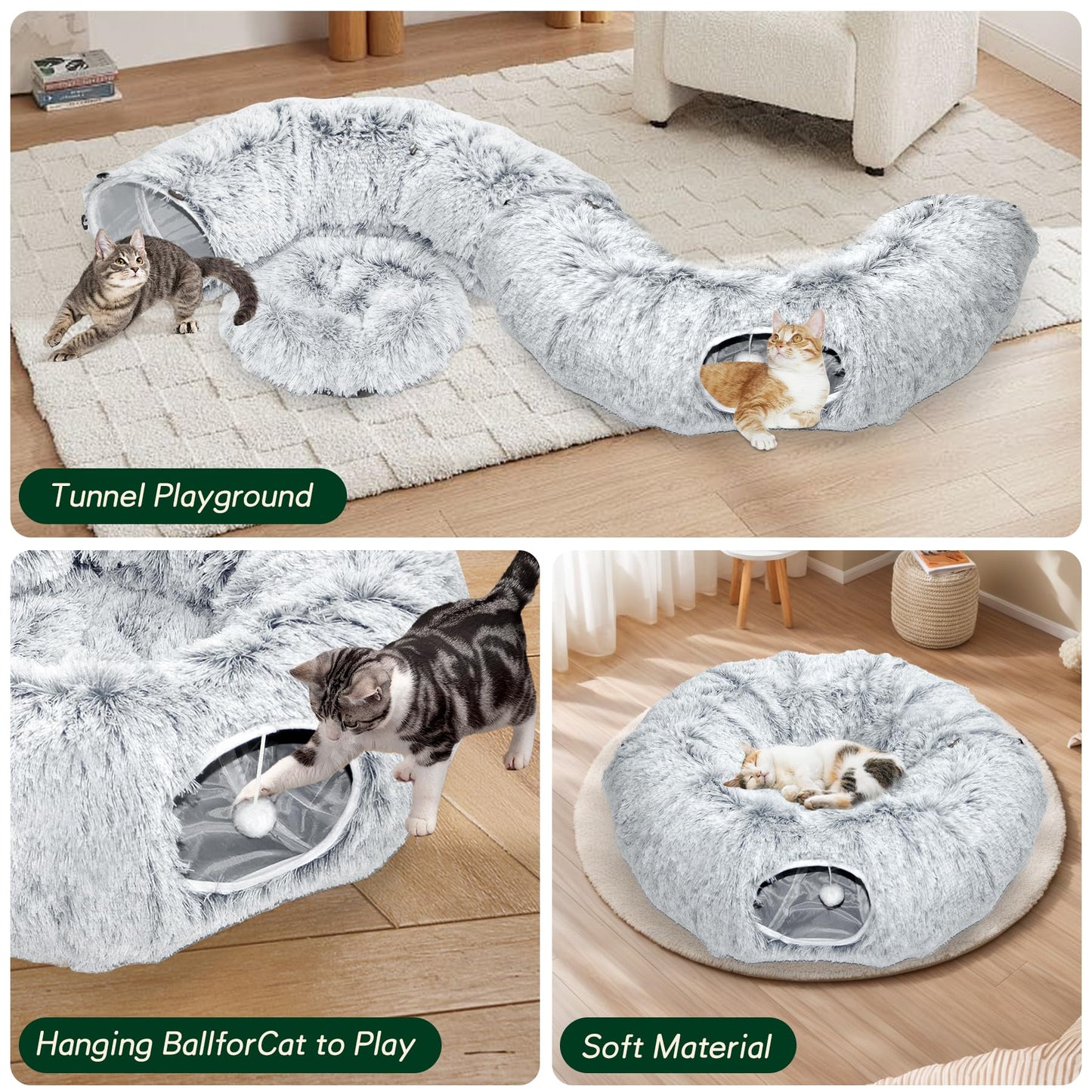 VIVOYAN Multifunctional Cat Tunnel Toy XL Interactive Cat Play Tunnel