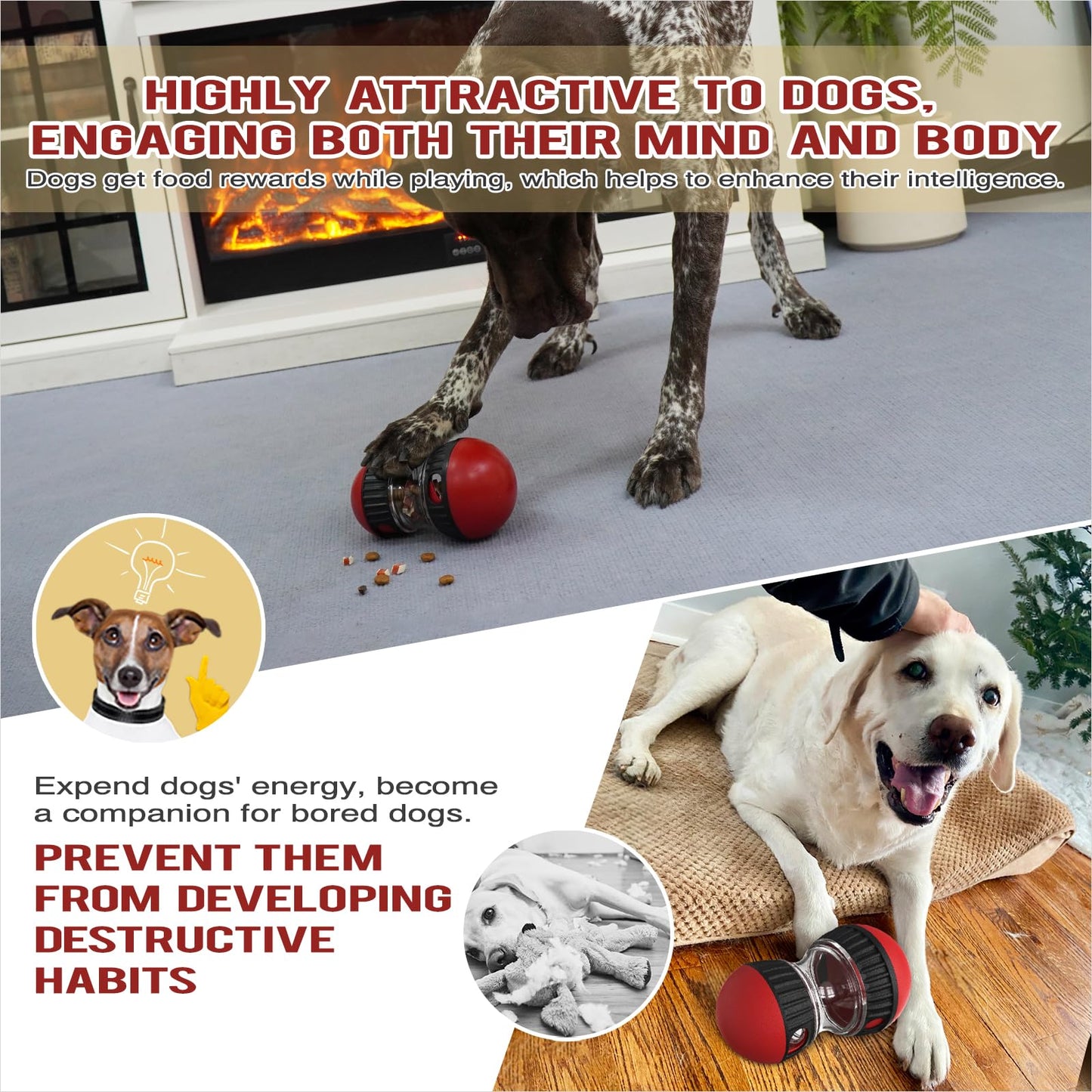 BSISUERM Dog Food Dispensing Puzzle Toy Adjustable Treat Ball