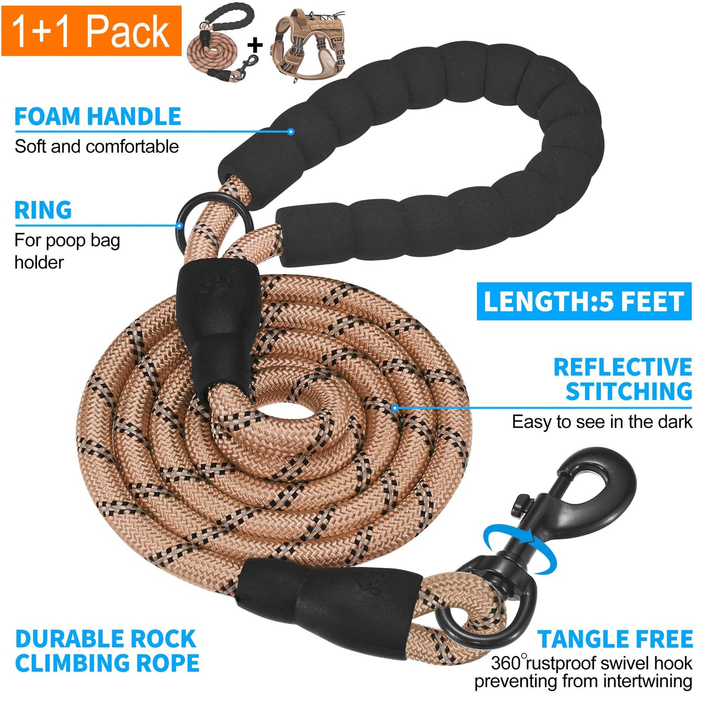Beebiepet Heavy Duty Tactical Dog Harness for Large Dogs, No Harness