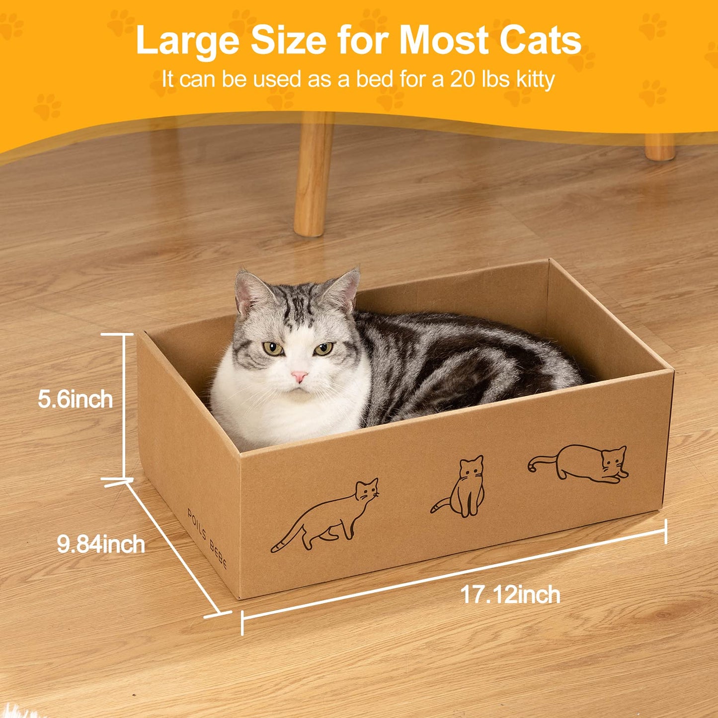 Poils bebe 5 PCS Cat Scratcher with Box, Reversible Cat Scratchers