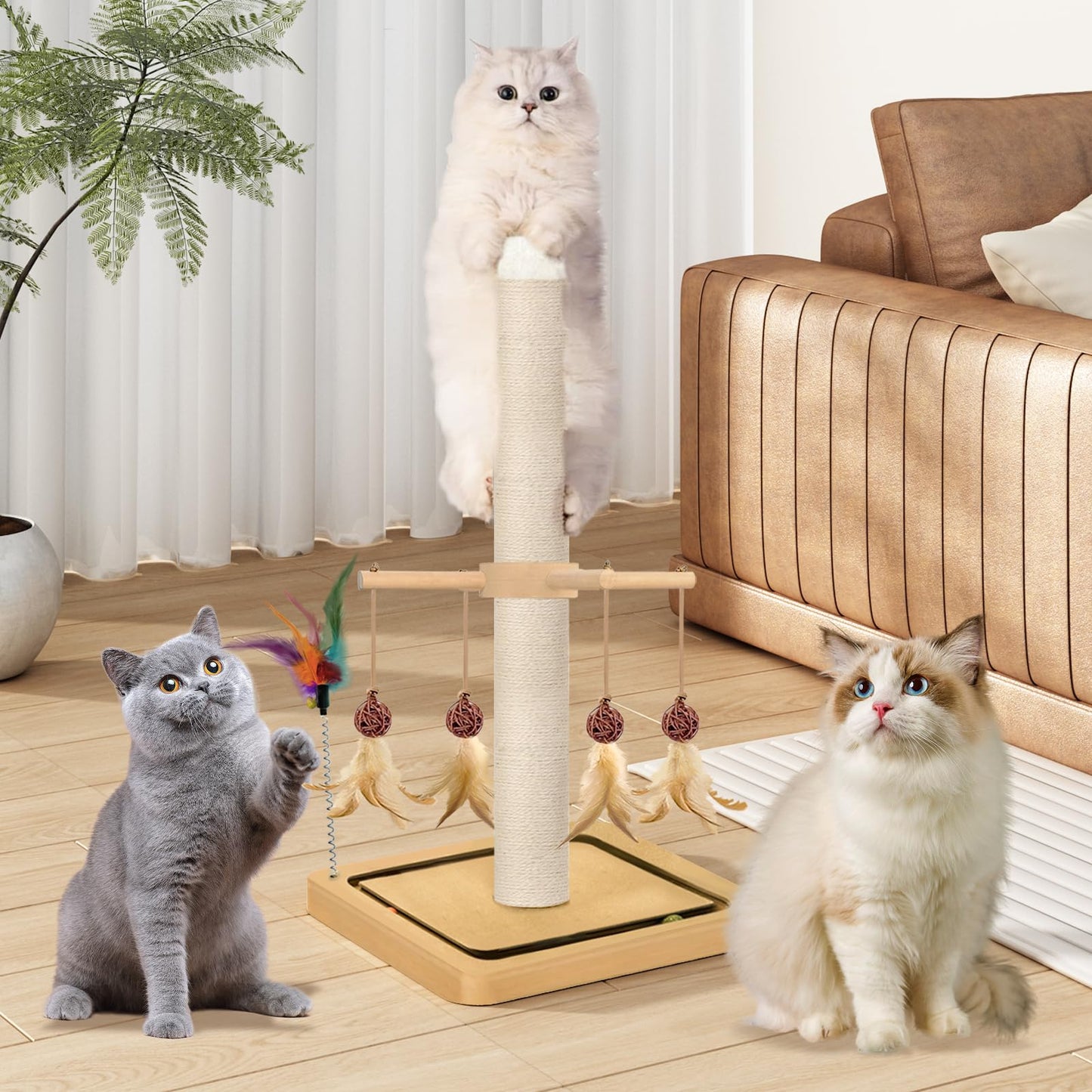 Tall Cat Scratching Post, Sisal, Large Scratcher Tree Tower for Tower