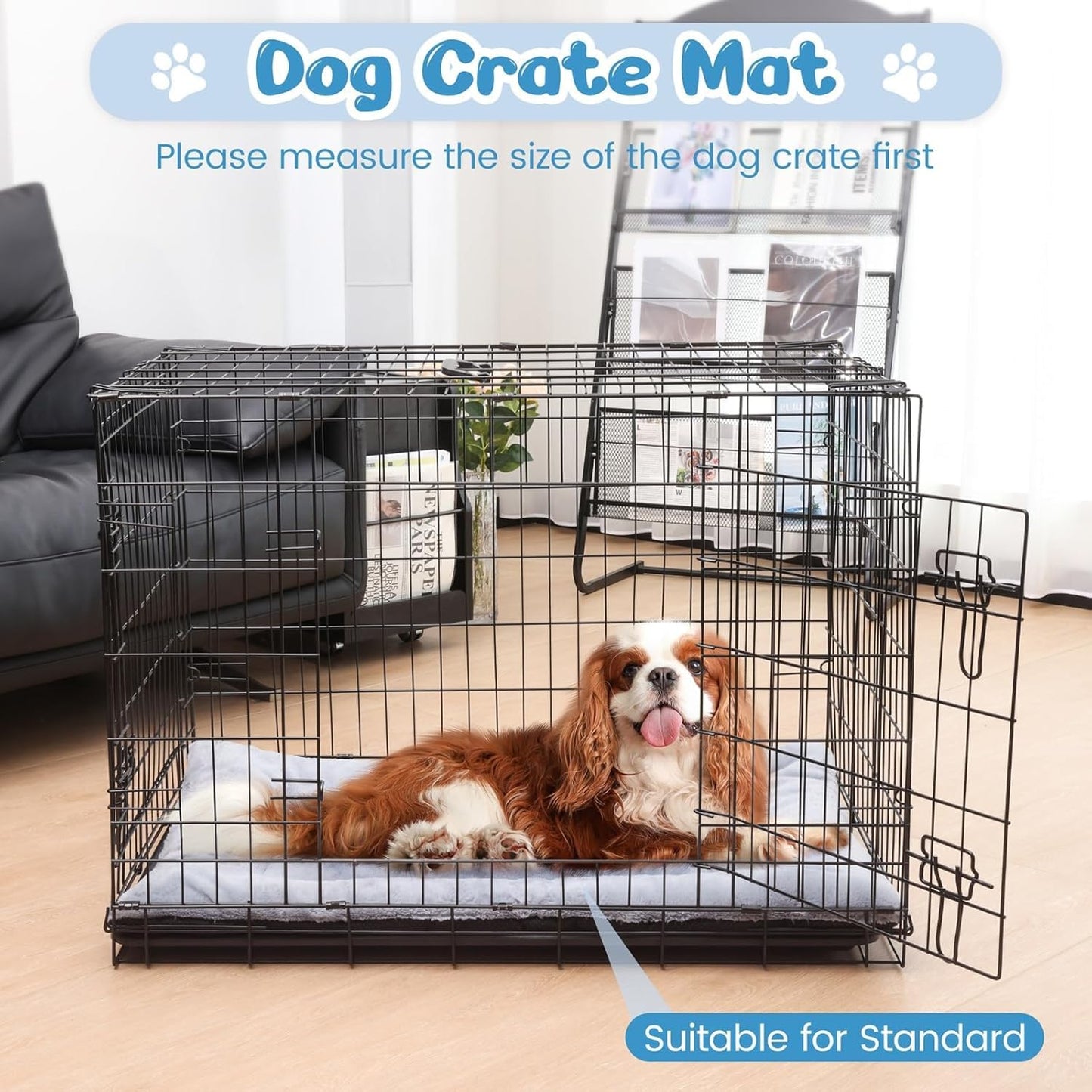 ZENGAOOU Dog Crate Pad Washable, Plush Anti-Slip Kennel Mat
