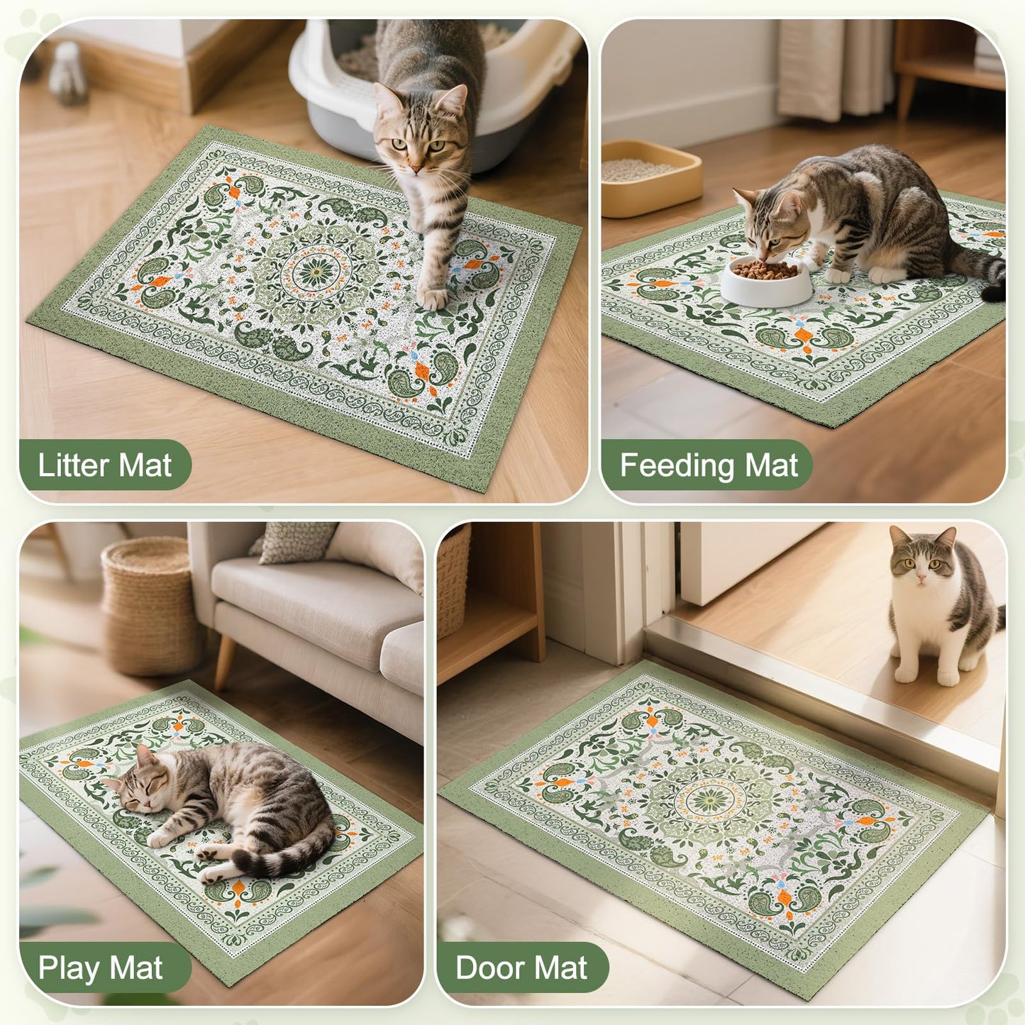 Unicorn Catcher Cat Litter Mat 40" x 30" Non-Slip Litter Box Mat