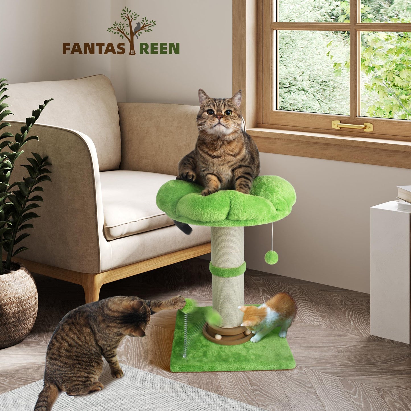 Fantasreen Scratching Post Tall Cat Scratcher for Indoor, Tree
