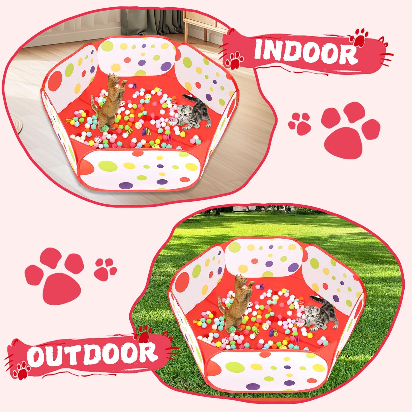 Cat Ball Pit Include 200 Pom Pom Balls 10 Jingle Balls and 12 Balls